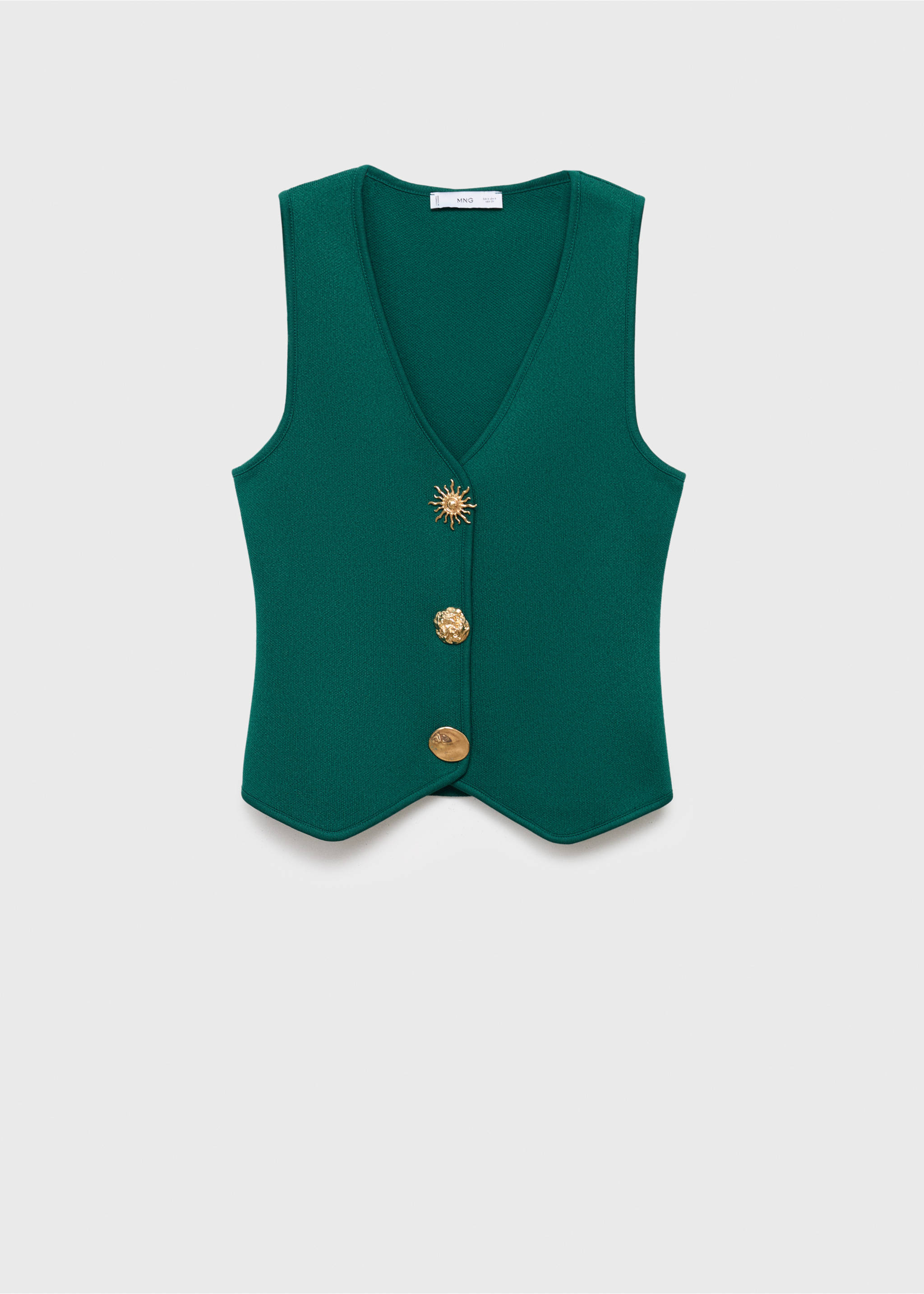 Gilet maille boutons bijoux - Article sans modèle, Vert foncé. Ref: 17094447-00.