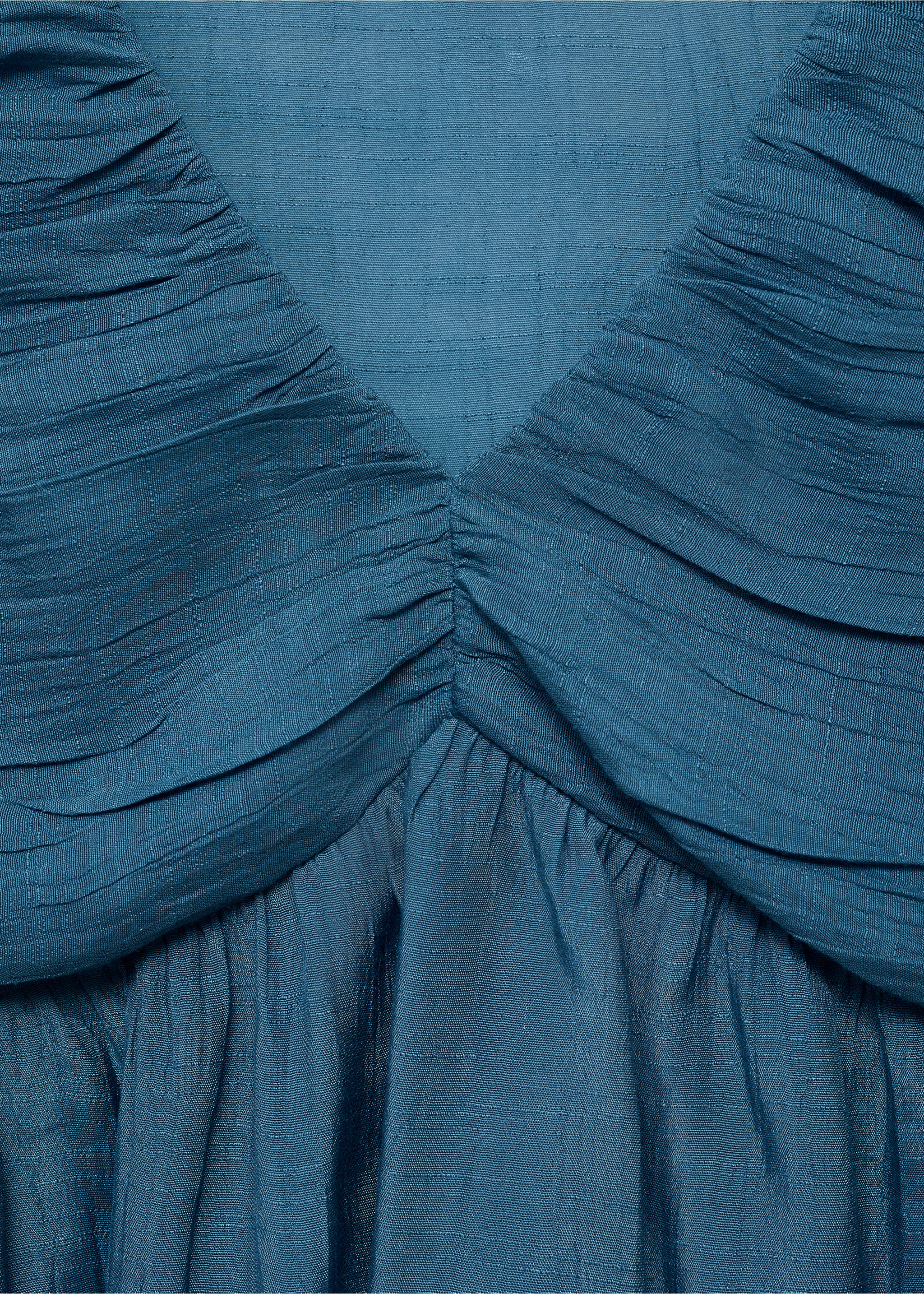 Ruched flowing blouse - Details of the article 8, Petrol Blue. Ref: 17094774-00.