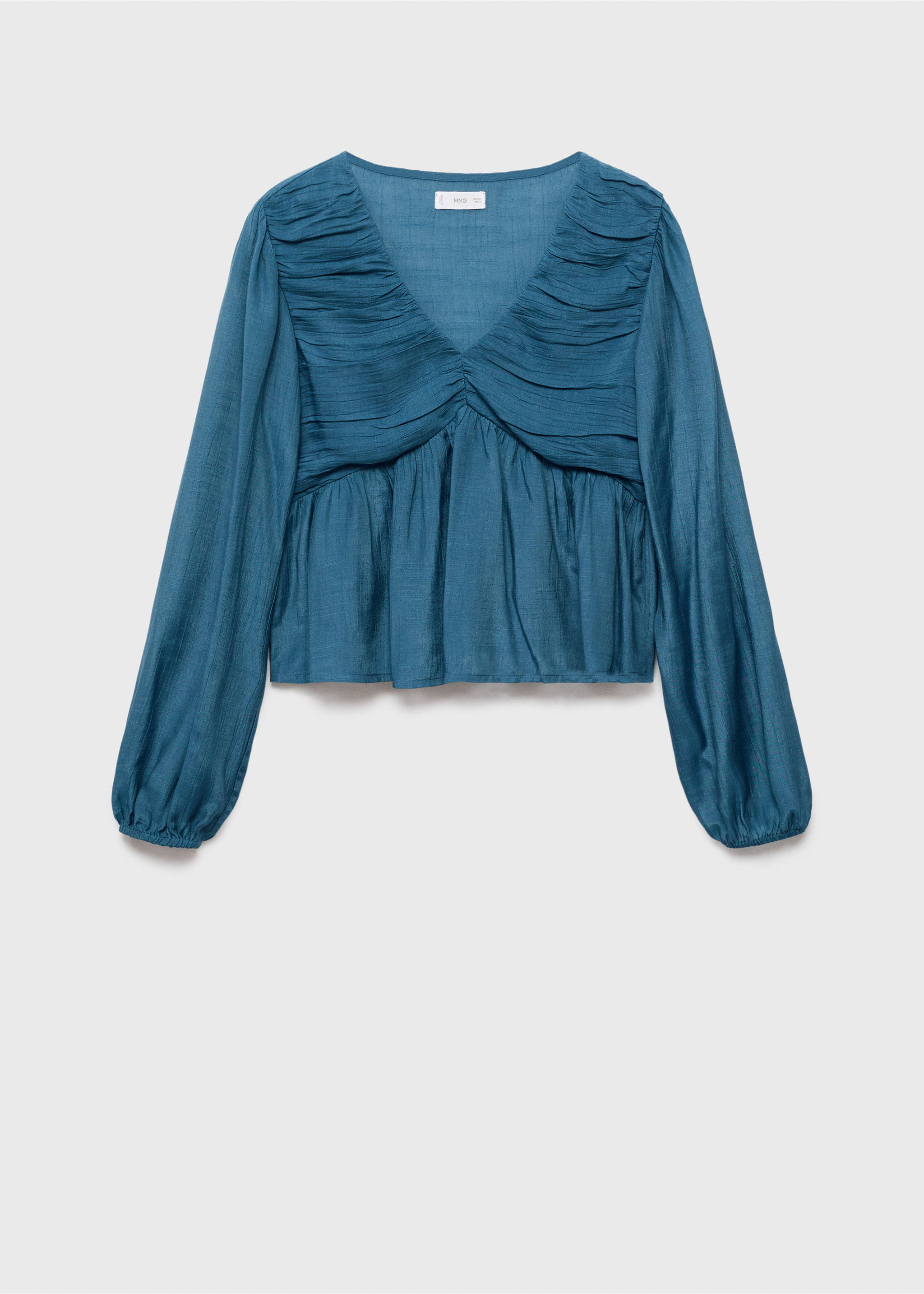 Blusa fluida franzida - Artigo sem modelo, Azul-petróleo. Ref: 17094774-00.