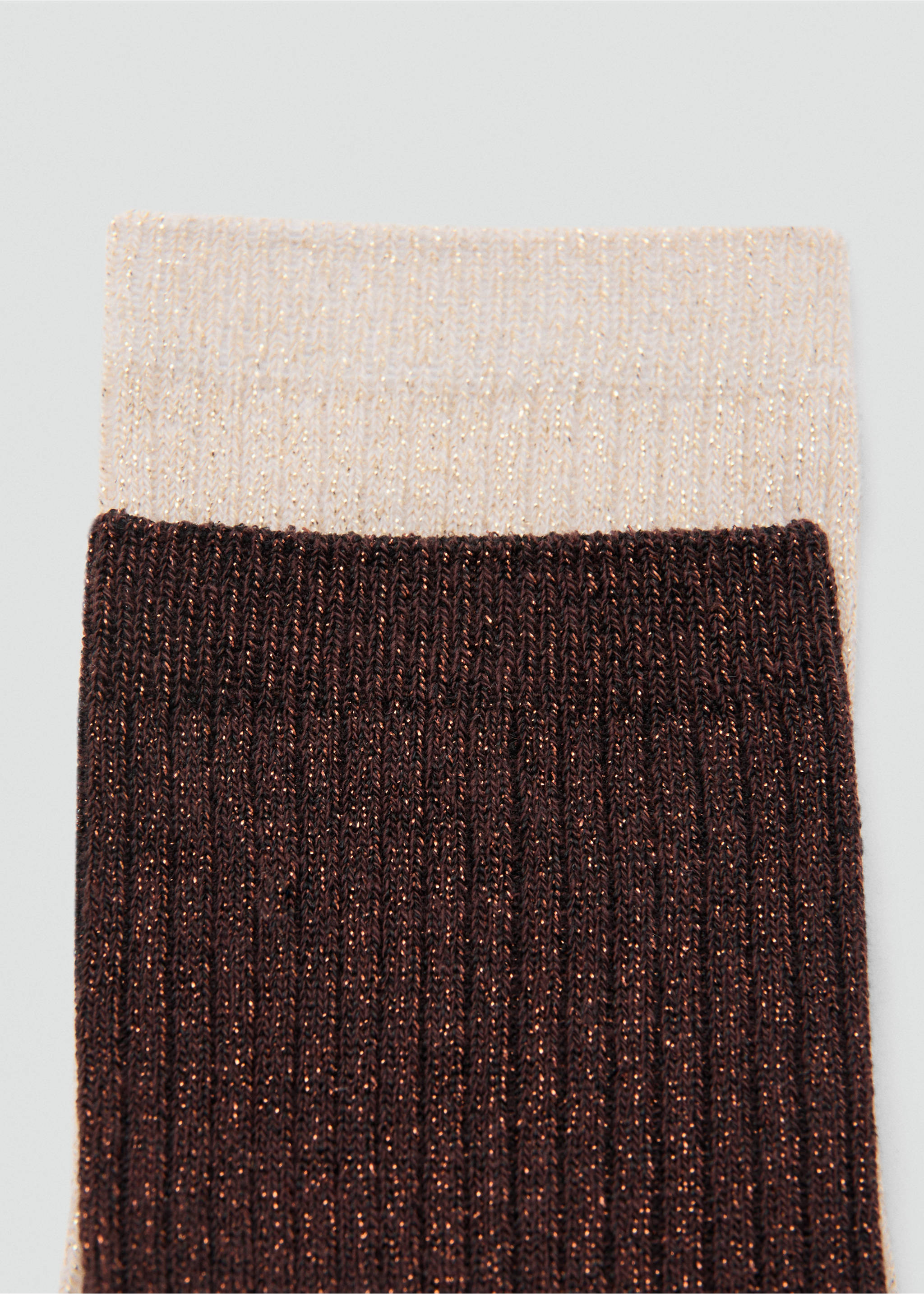 Pack of 2 ribbed lurex socks - Medium plane, Chocolate. Ref: 17094778-00.