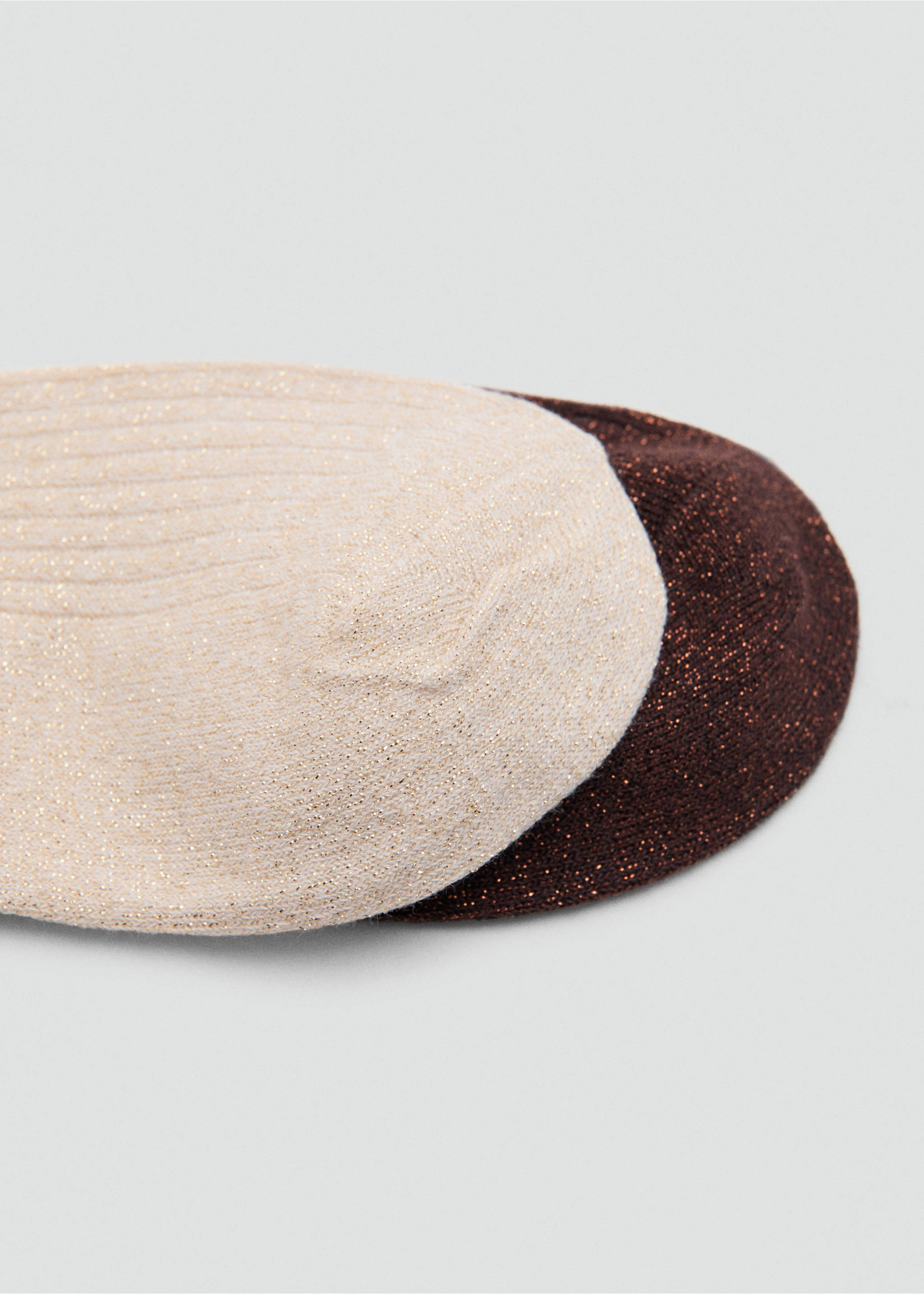 Pack of 2 ribbed lurex socks - Details of the article 1, Chocolate. Ref: 17094778-00.
