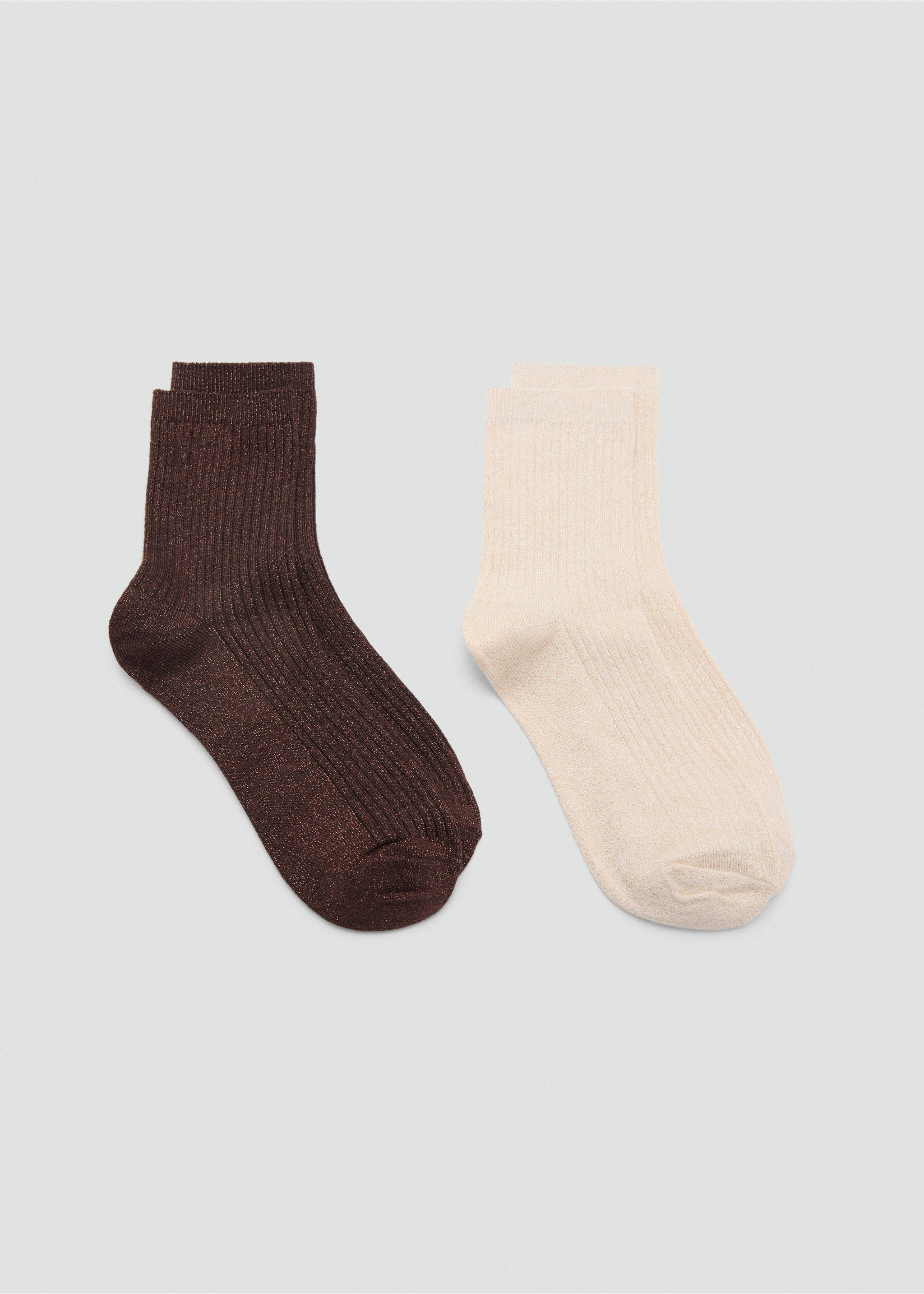 Pack of 2 ribbed lurex socks - Article without model, Chocolate. Ref: 17094778-00.