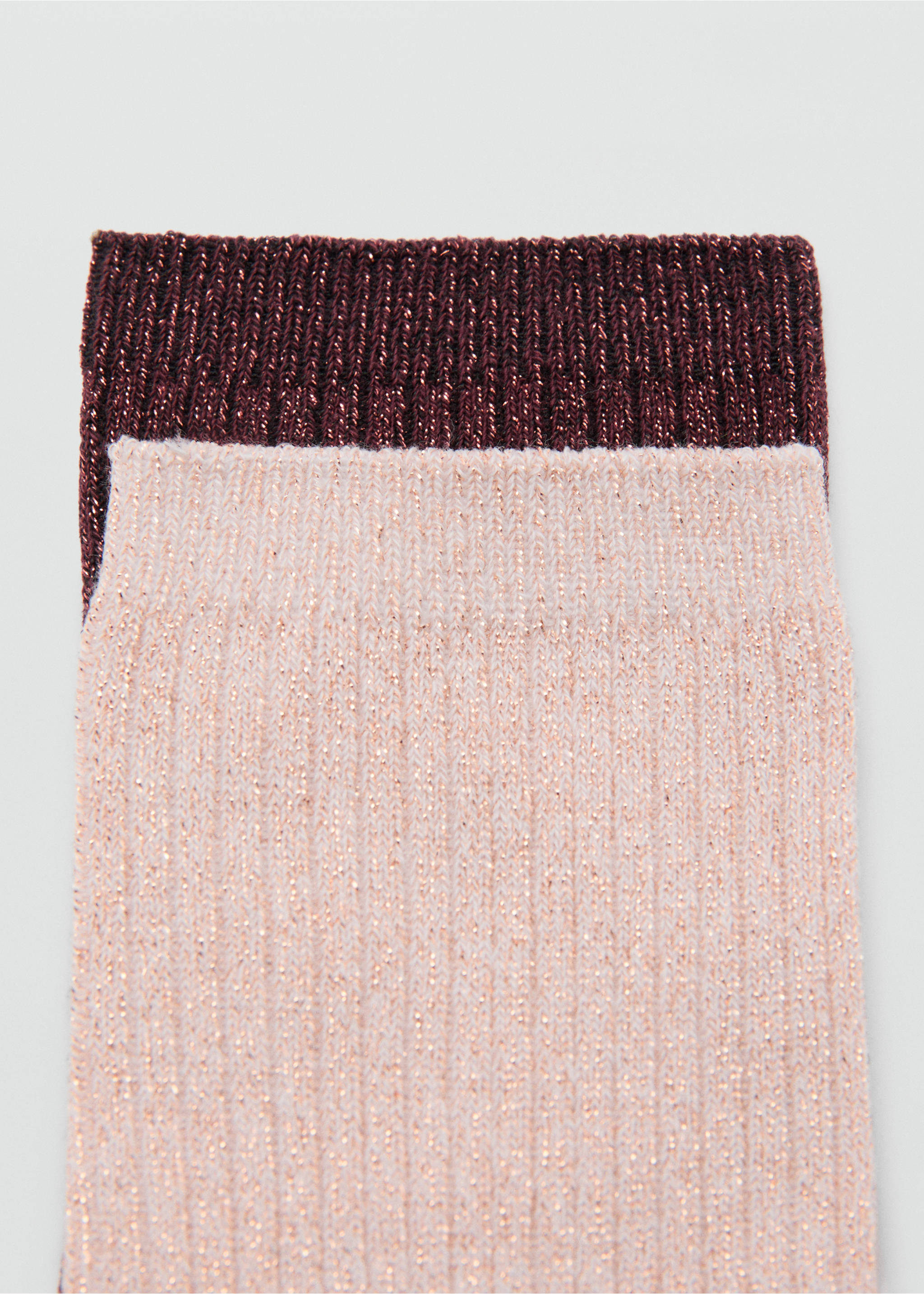Pack of 2 ribbed lurex socks - Medium plane, Burgundy. Ref: 17094778-00.