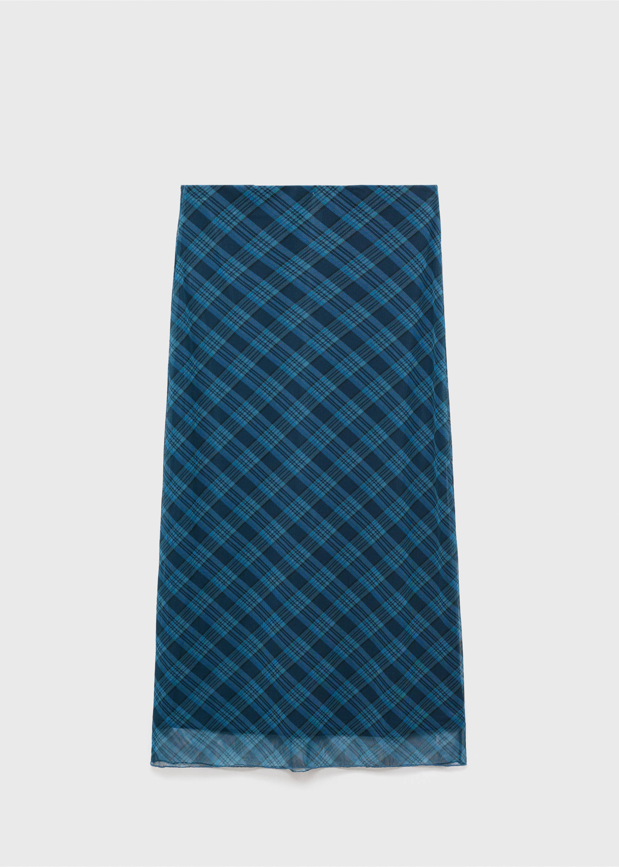 Checked long skirt - Article without model, Dark Navy. Ref: 17094781-00.