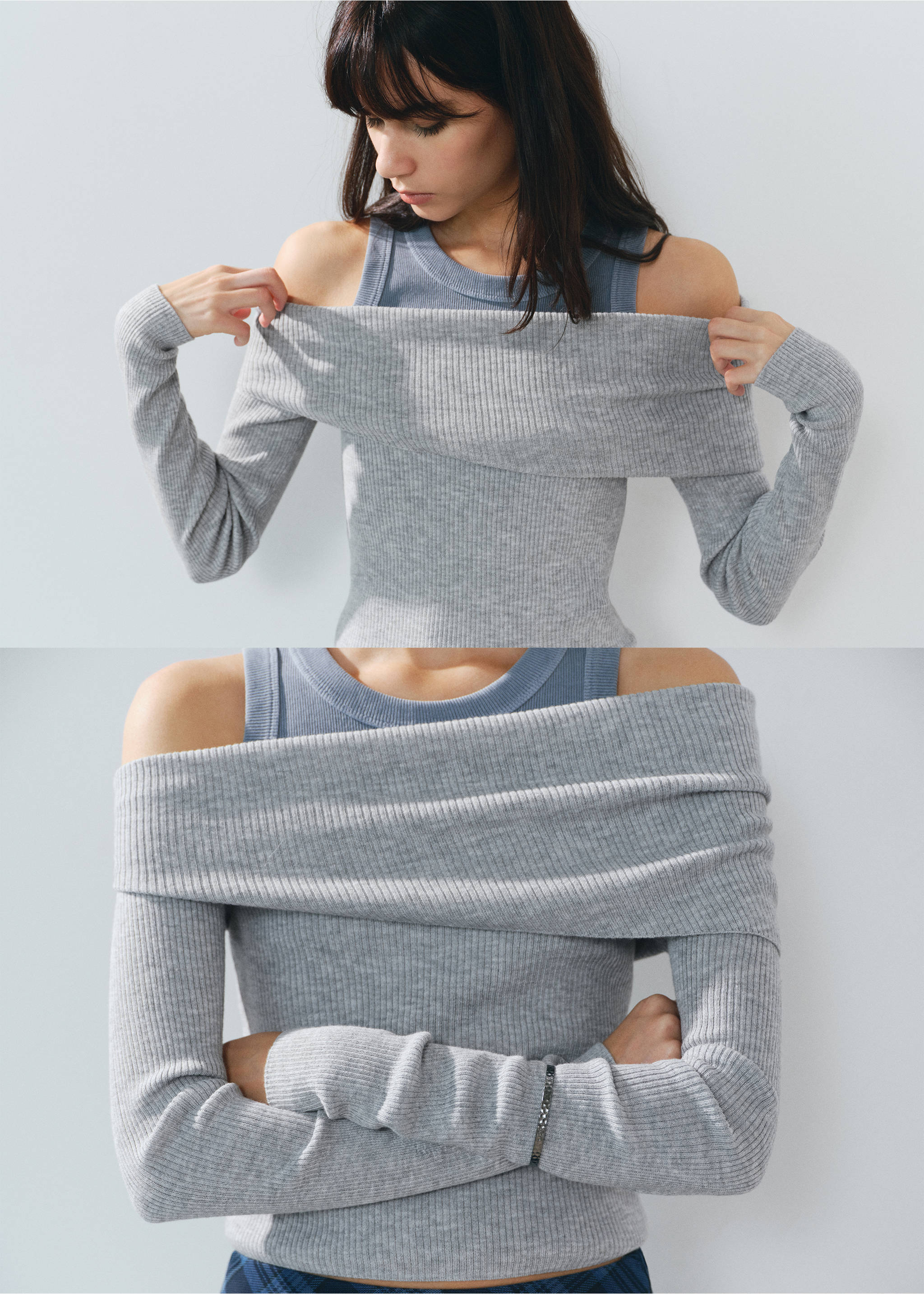 Strapless top - Details of the article 5, Medium Heather Grey. Ref: 17094782-00.