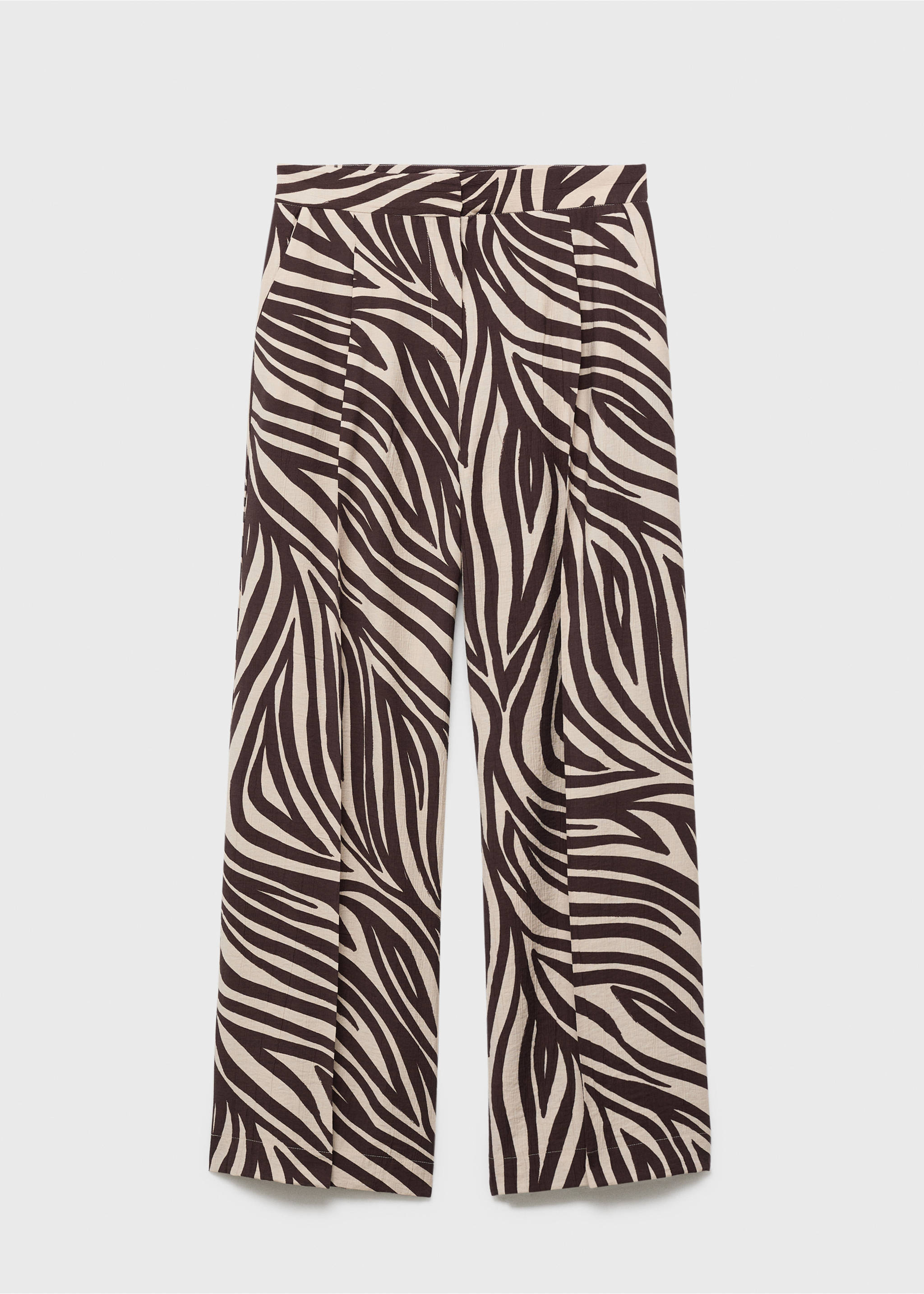 Straight-leg zebra-print pleated trousers - Article without model, Black. Ref: 17094785-00.
