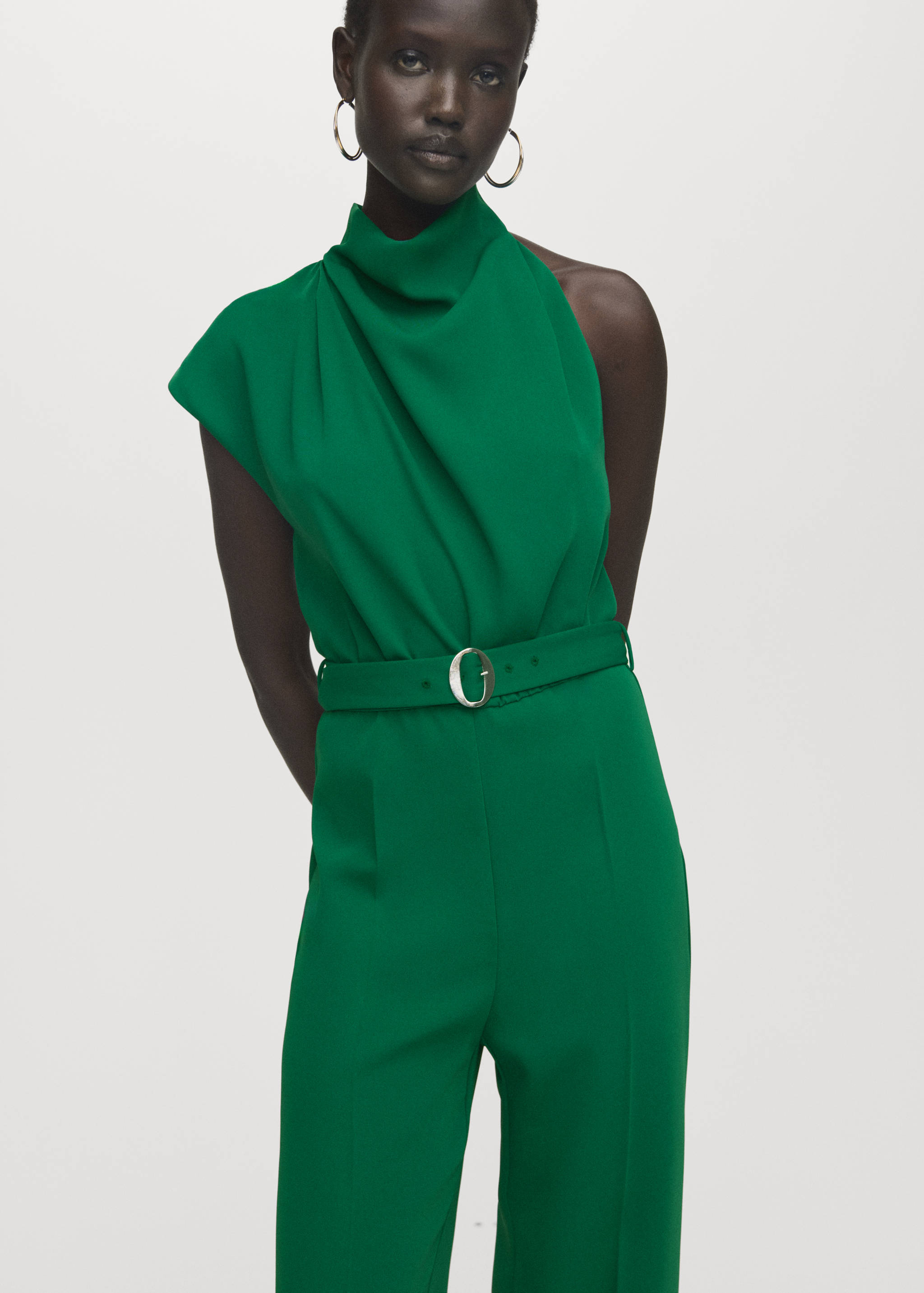 Asymmetrical long jumpsuit with belt - Medium plane
