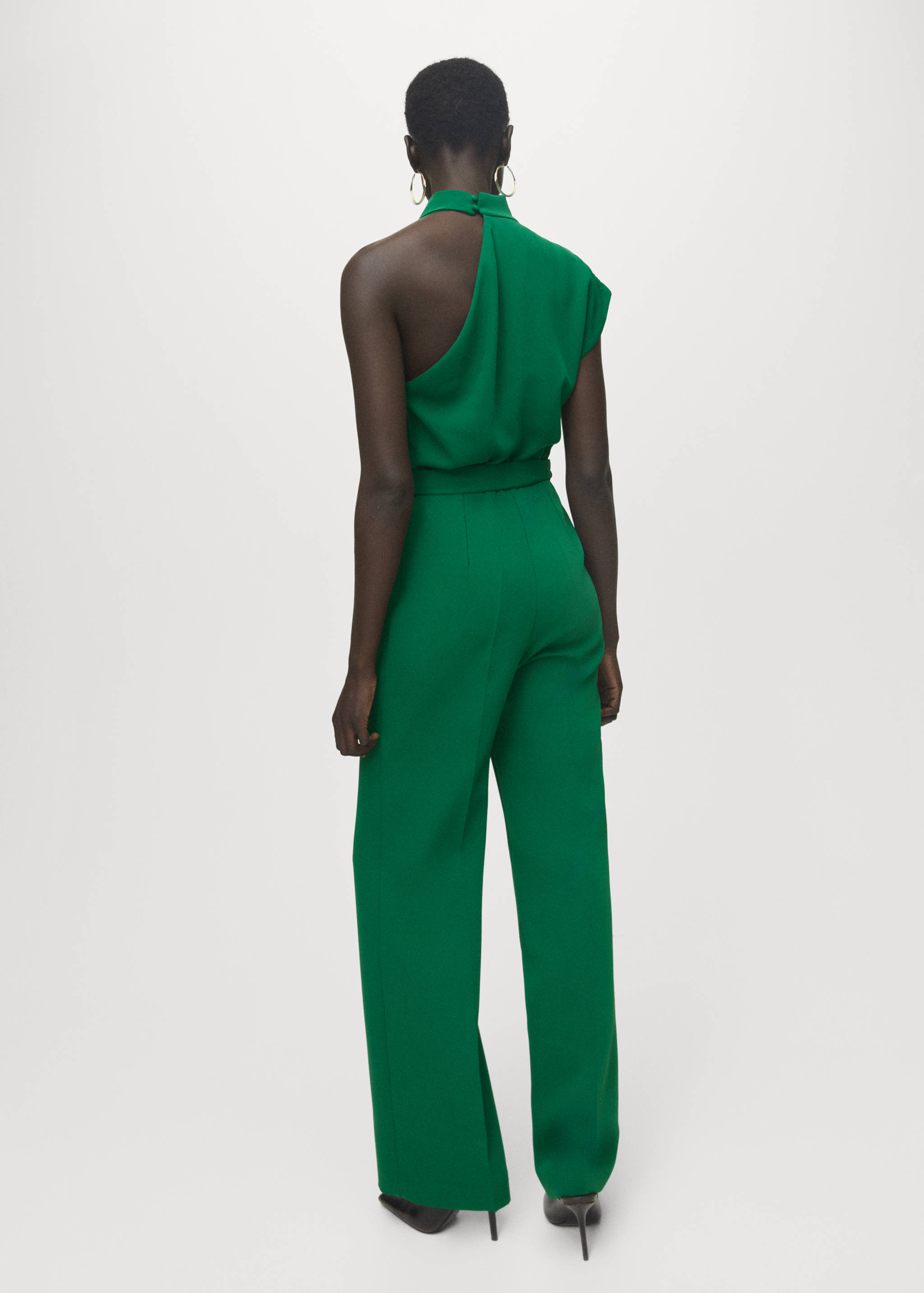 Asymmetrical long jumpsuit with belt - Reverse of the article
