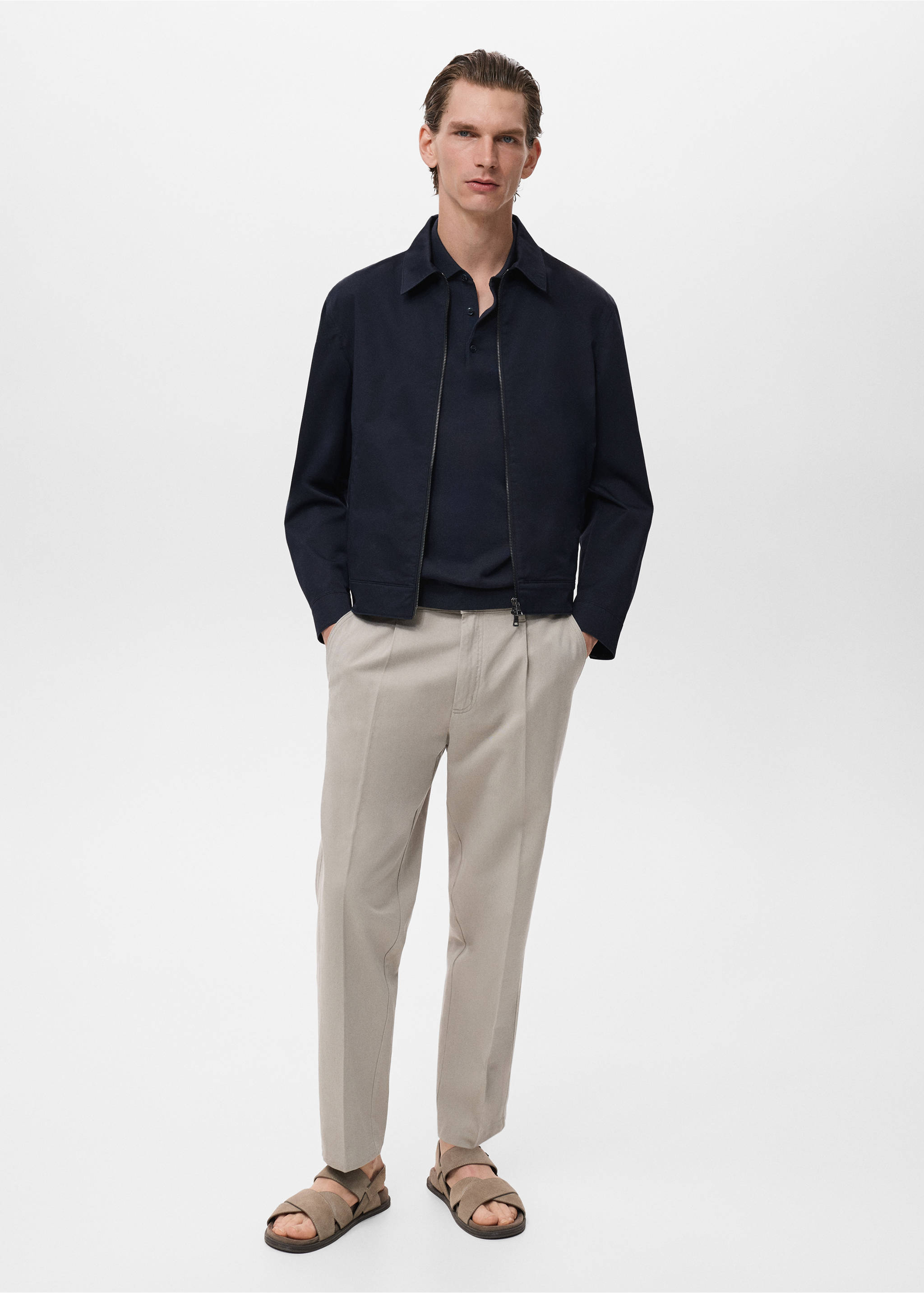 Veste coton fermeture Éclair - Plan général, Bleu pétrole. Ref: 17095139-00.