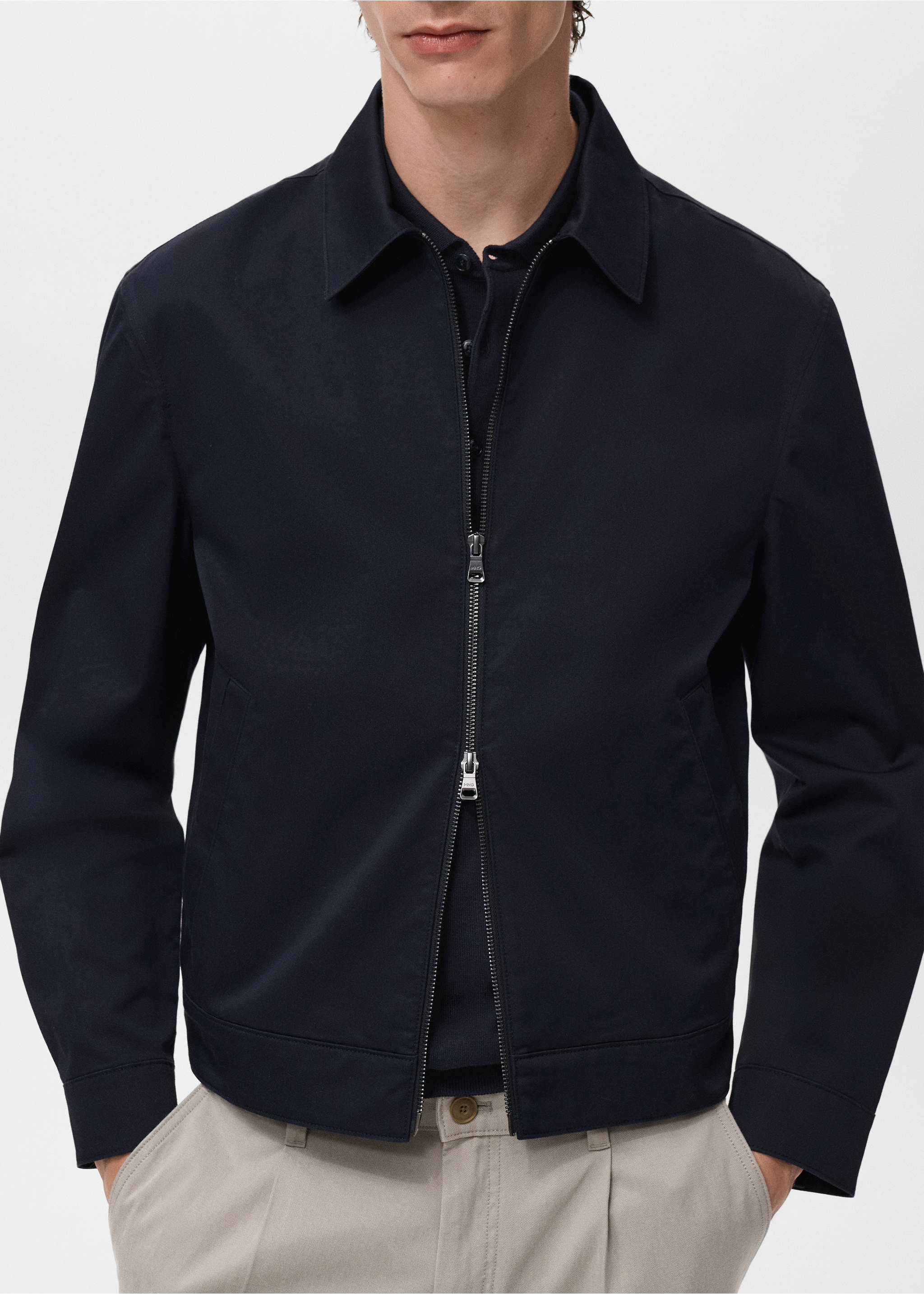 Veste coton fermeture Éclair - Détail de l'article 6, Bleu pétrole. Ref: 17095139-00.