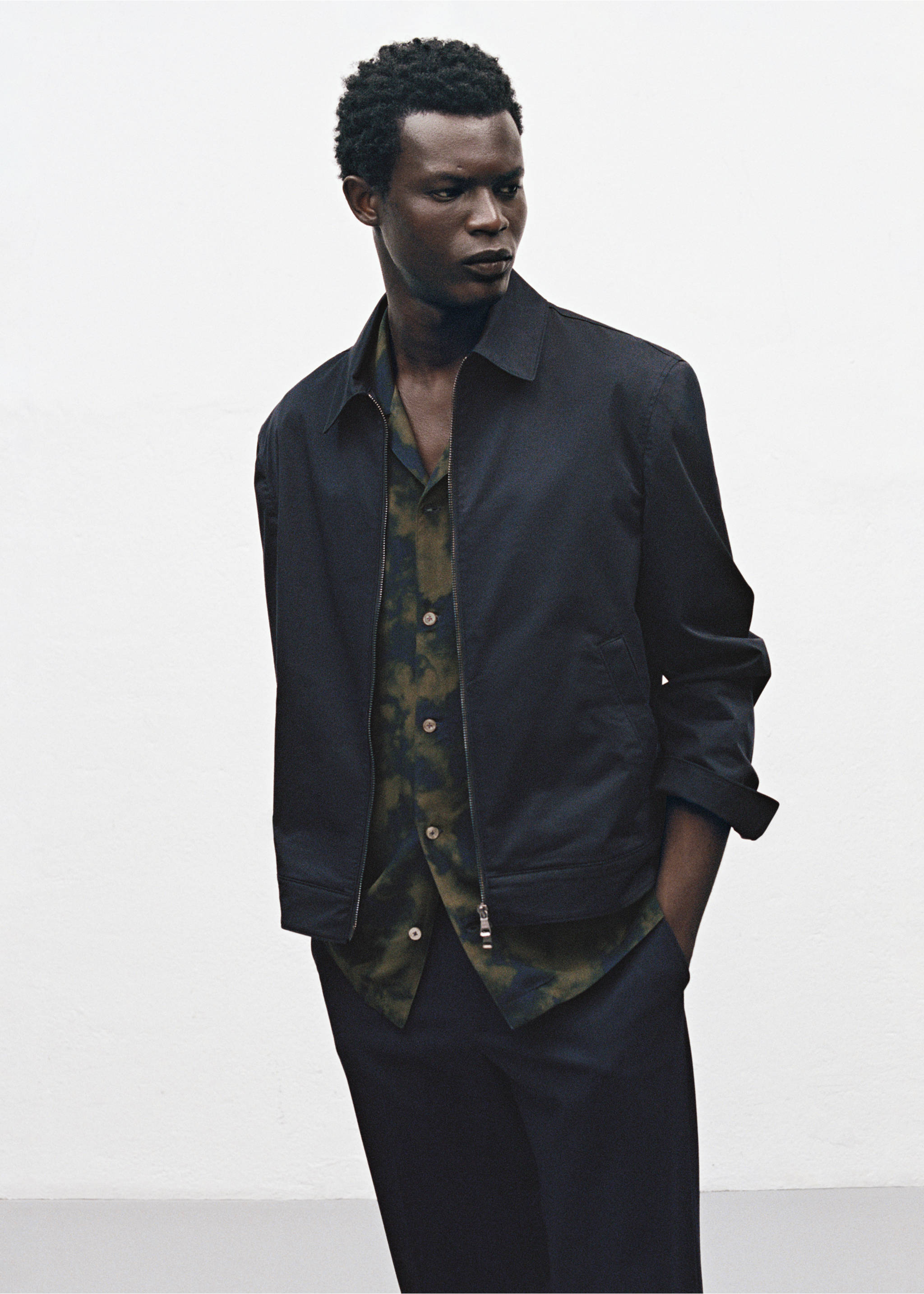 Veste coton fermeture Éclair - Détail de l'article 5, Bleu pétrole. Ref: 17095139-00.