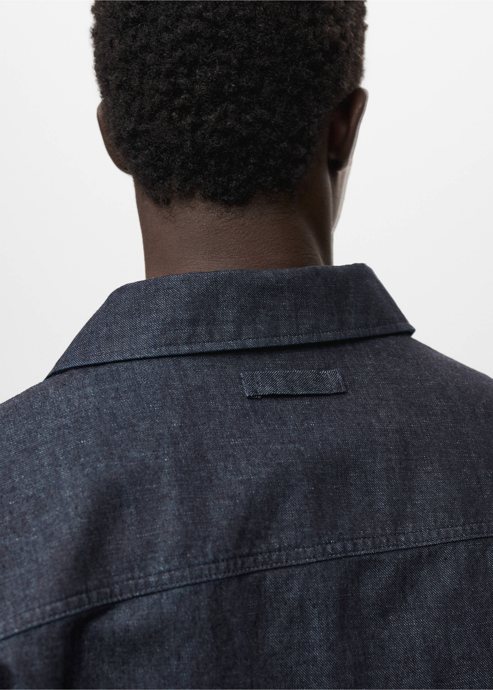 Denim overshirt with pocket - Details of the article 1, Open Blue. Ref: 17095141-00.