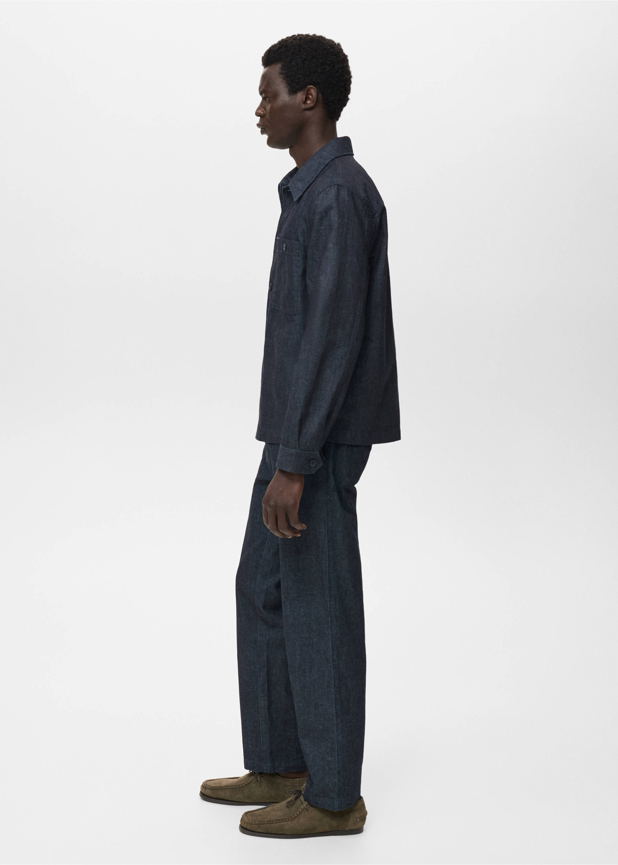 Denim overshirt with pocket - Details of the article 2, Open Blue. Ref: 17095141-00.