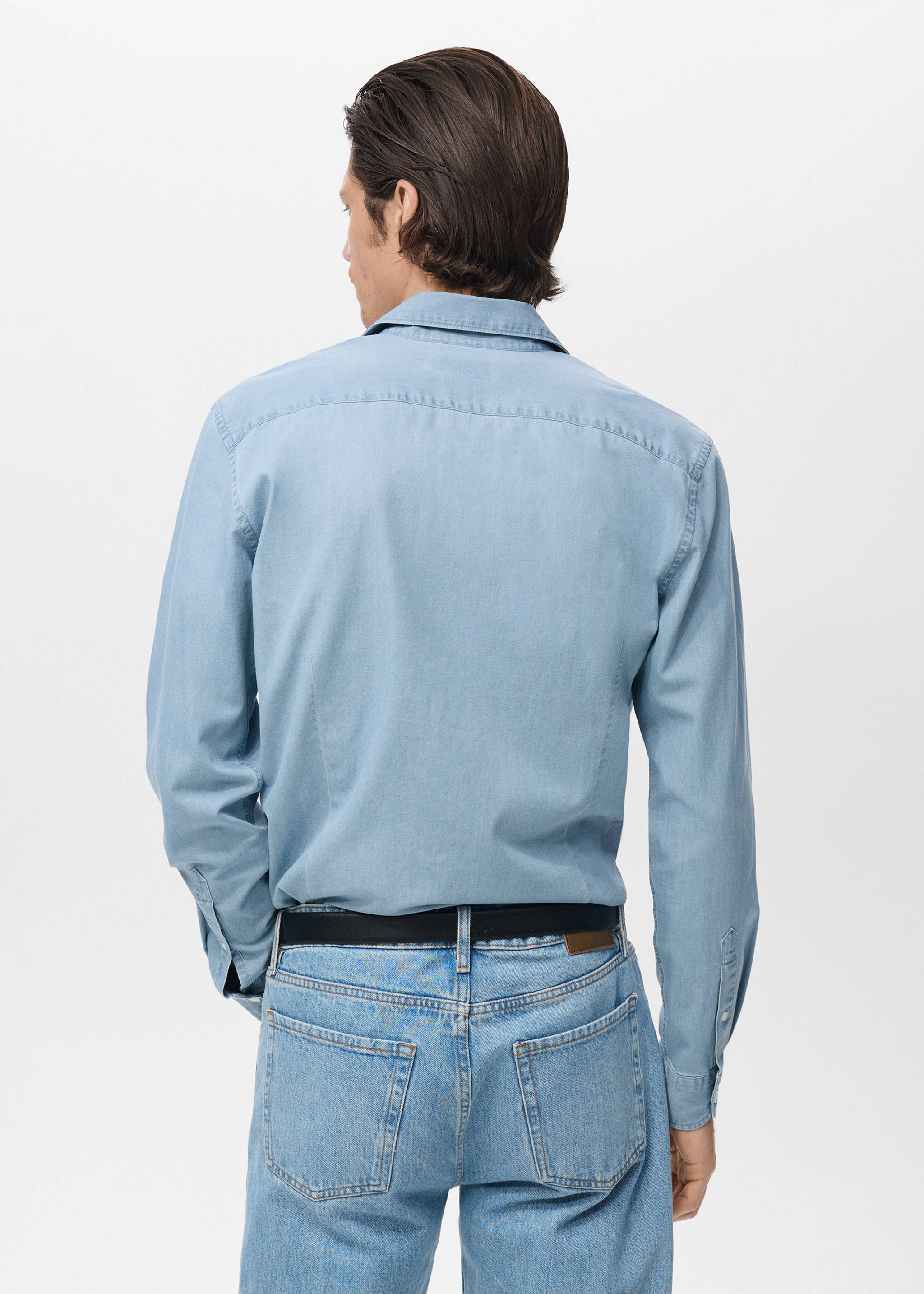 Chambray overhemd 100% katoen - Achterkant van het artikel, Lichtblauw. Ref: 17095149-00.