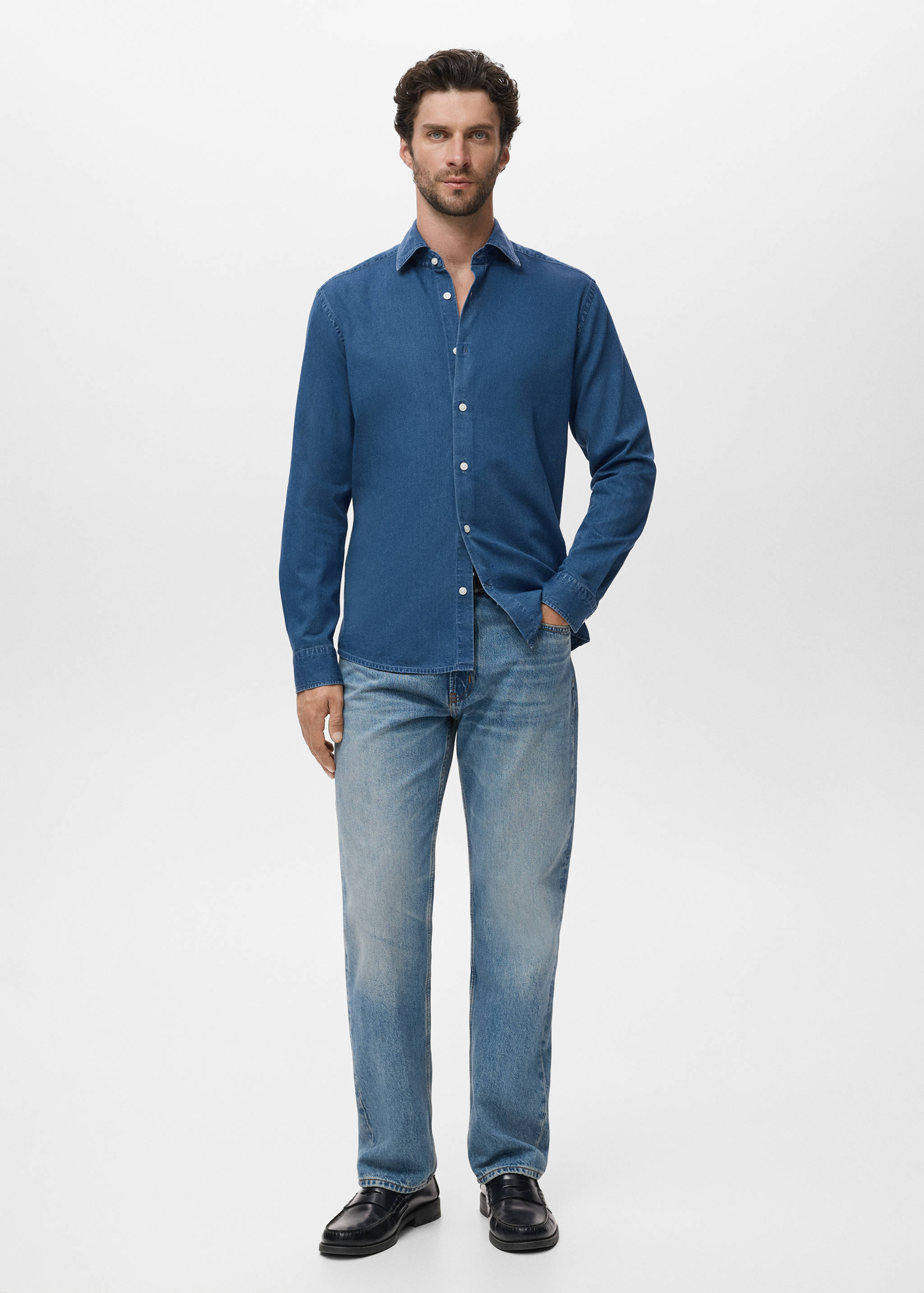 Chambray overhemd 100% katoen - Overzichtstekening