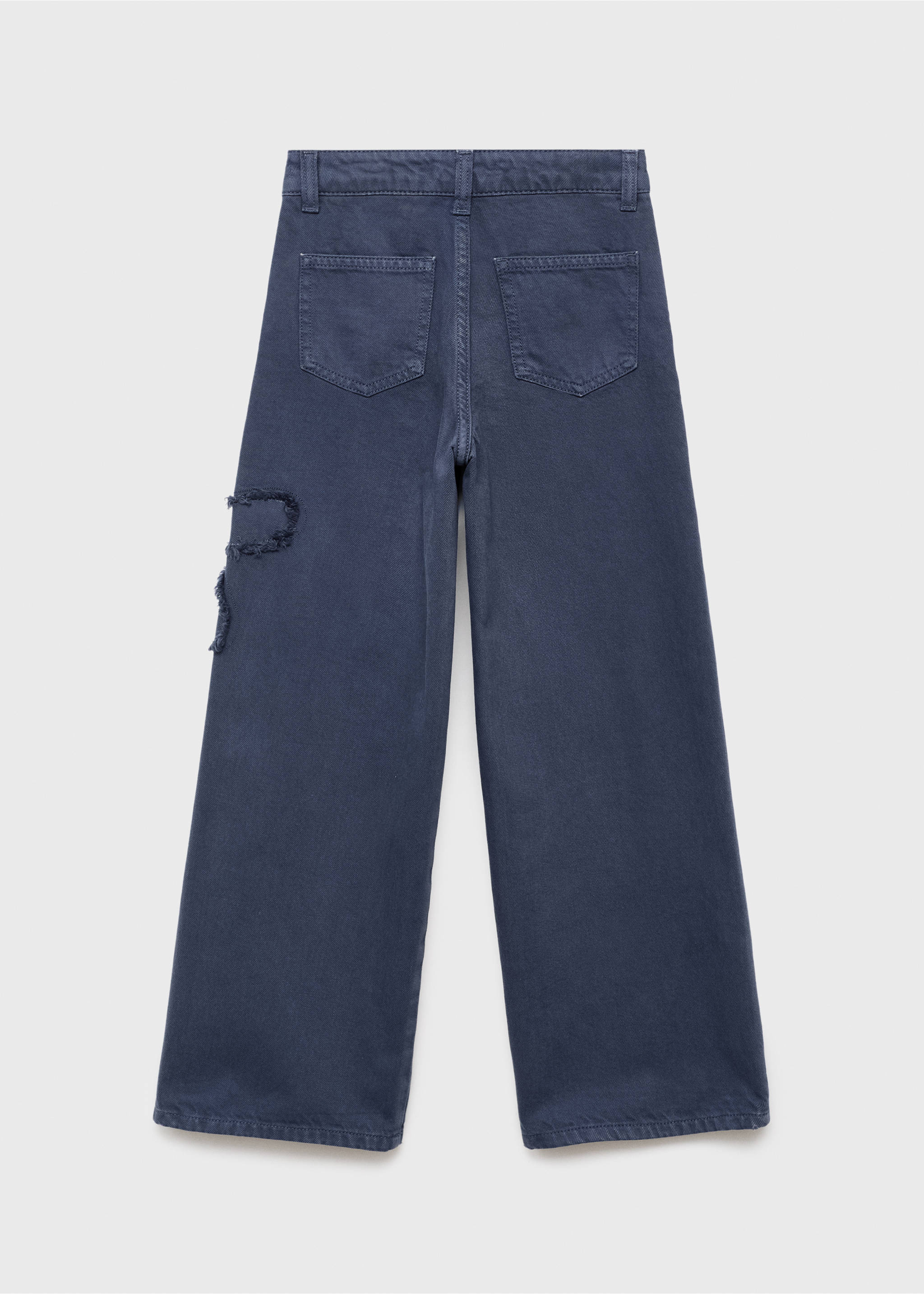 Wide leg jeans with flower detail - Reverse of the article, Blue. Ref: 17095151-00.