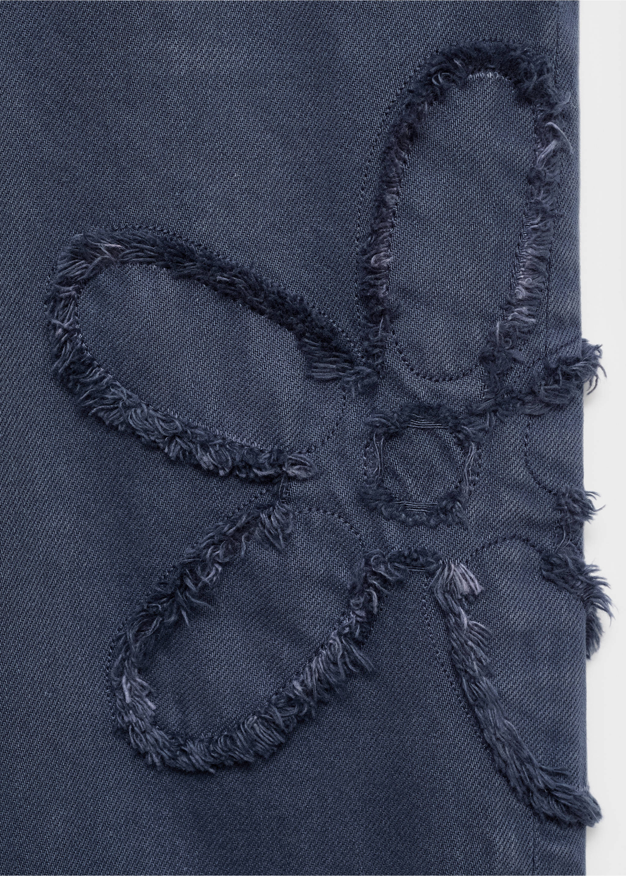 Wide leg jeans with flower detail - Details of the article 0, Blue. Ref: 17095151-00.