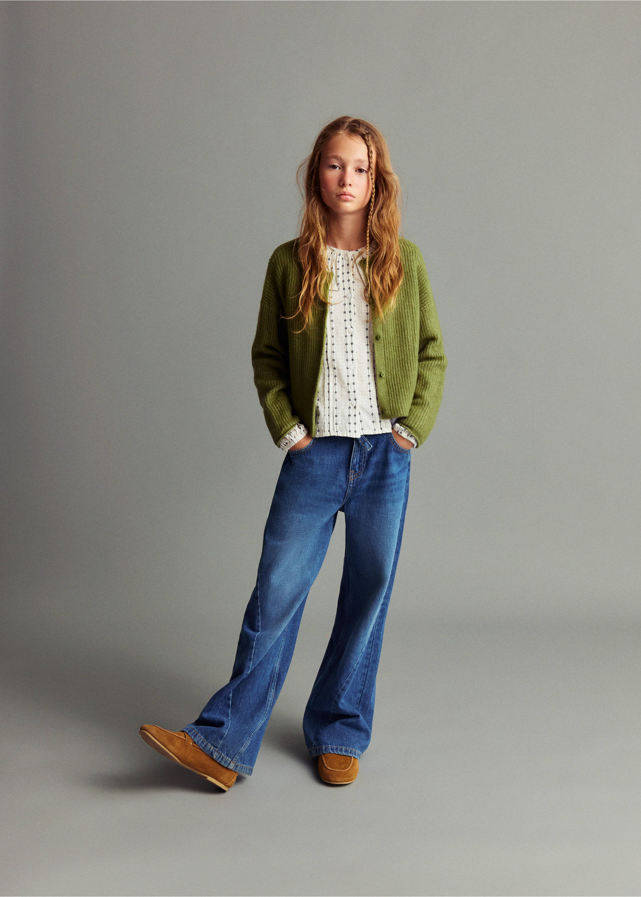 Knitted button cardigan - General plane, Green. Ref: 17095152-00.