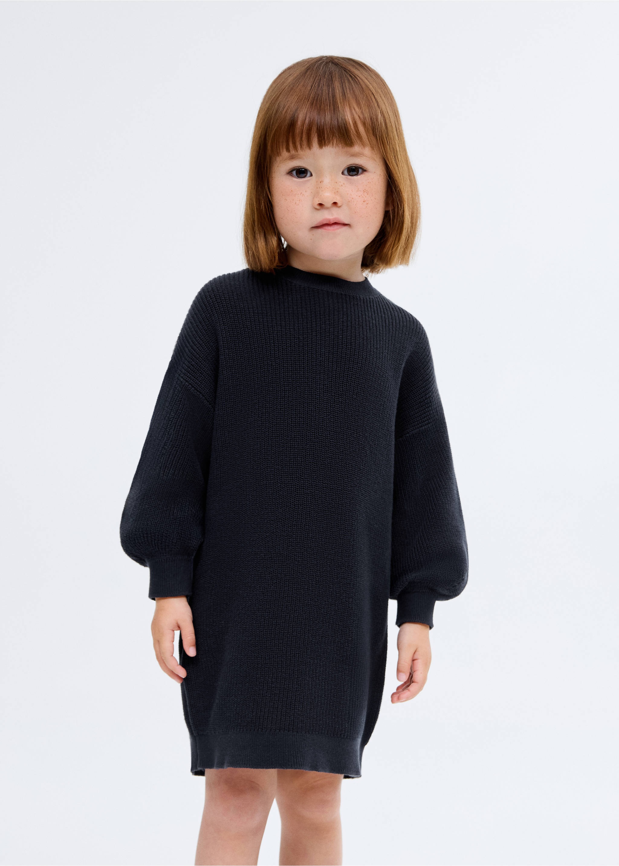 Robe maille unie - Plan moyen, Bleu marine. Ref: 17095153-00.
