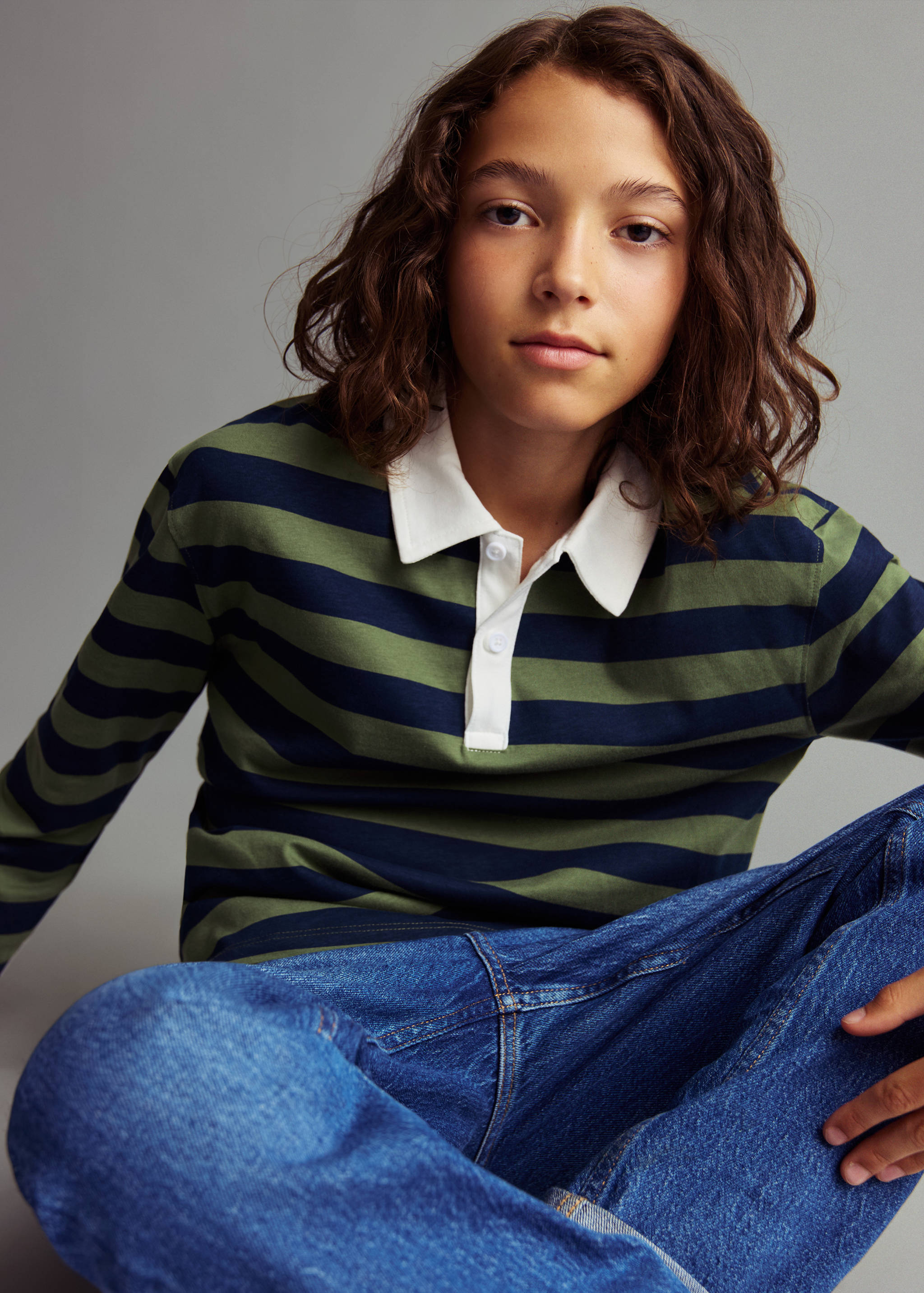 Striped cotton polo shirt - Medium plane