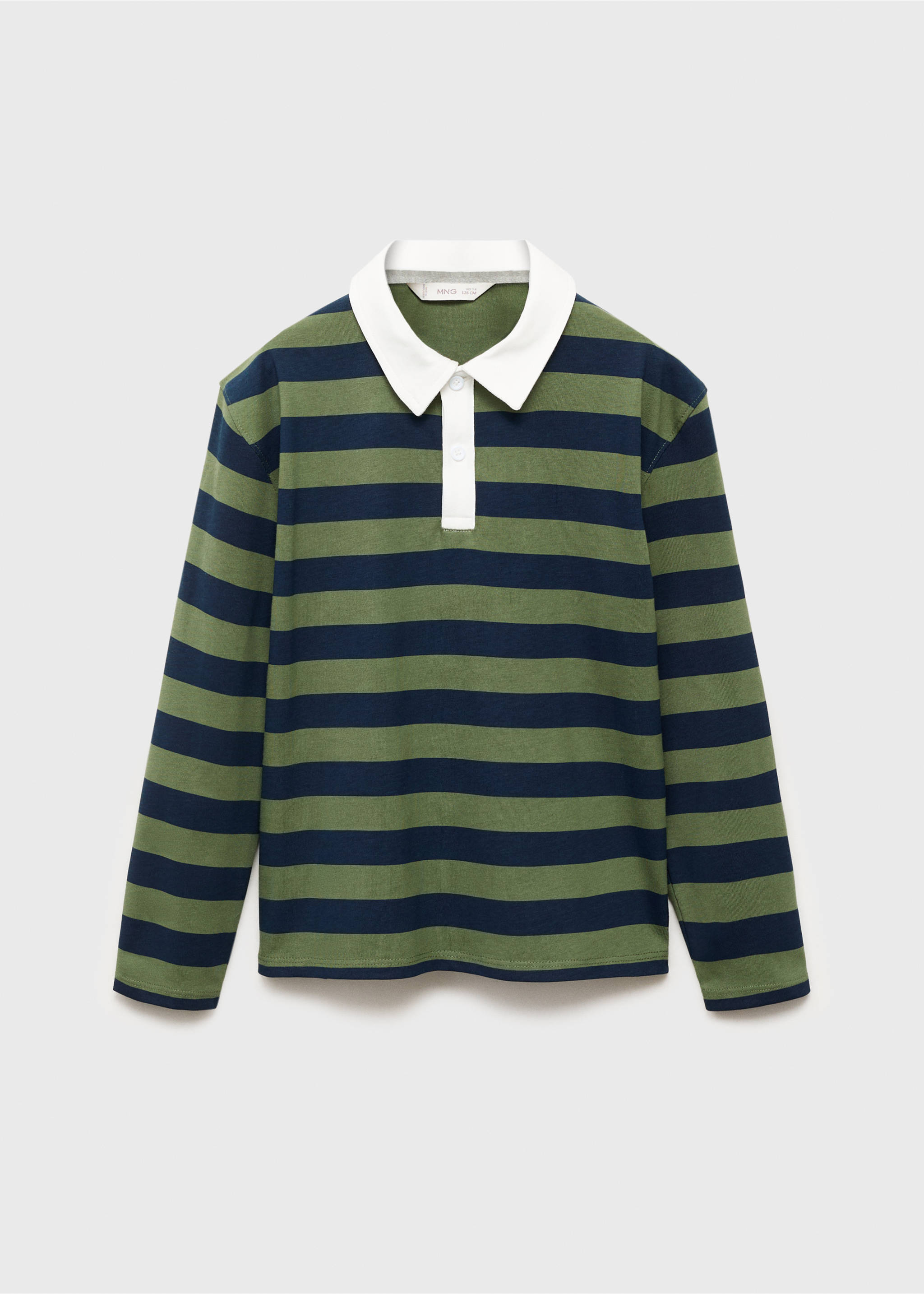 Striped cotton polo shirt - Article without model, Green. Ref: 17095155-00.