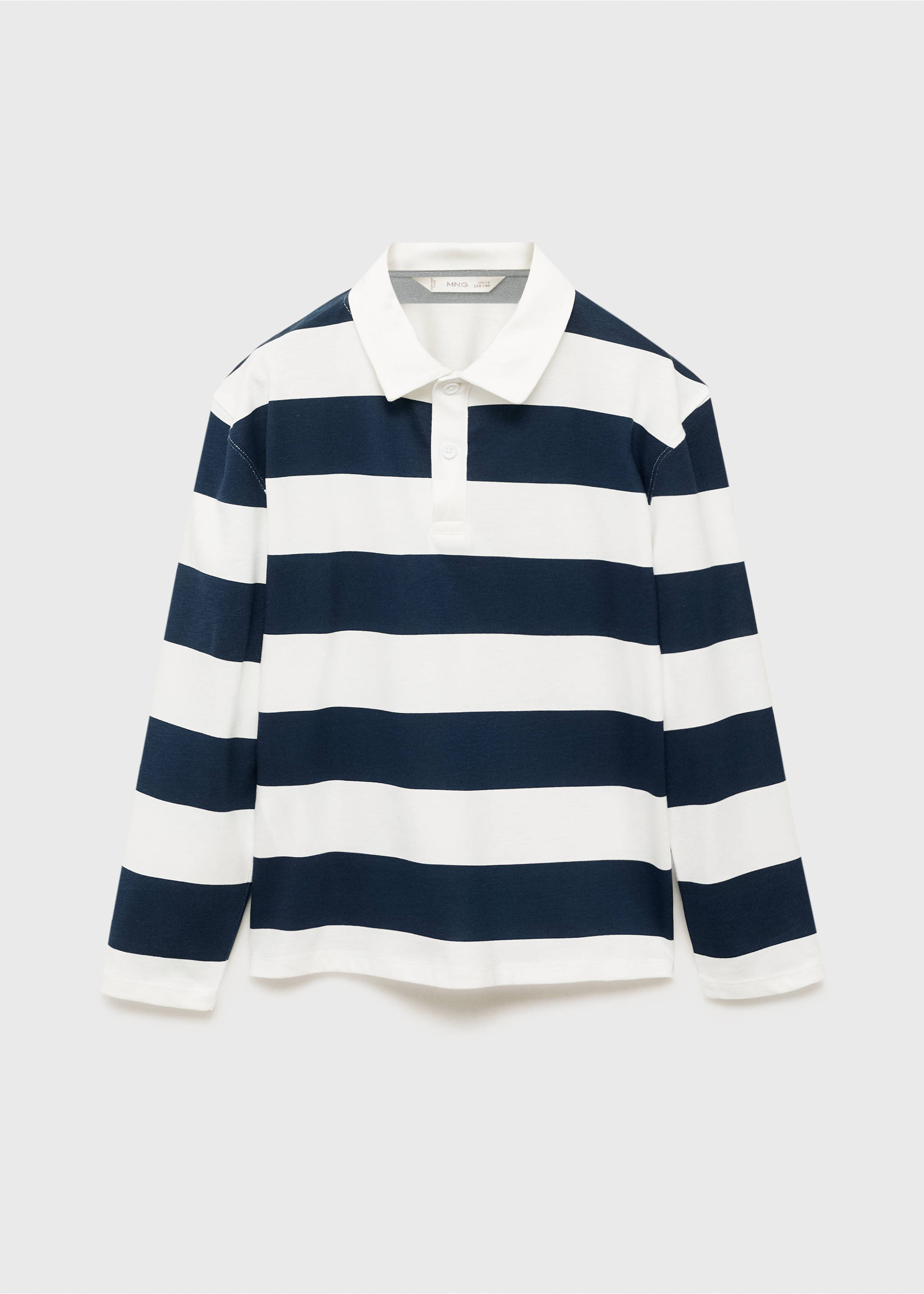 Striped cotton polo shirt - Article without model, Navy. Ref: 17095155-00.