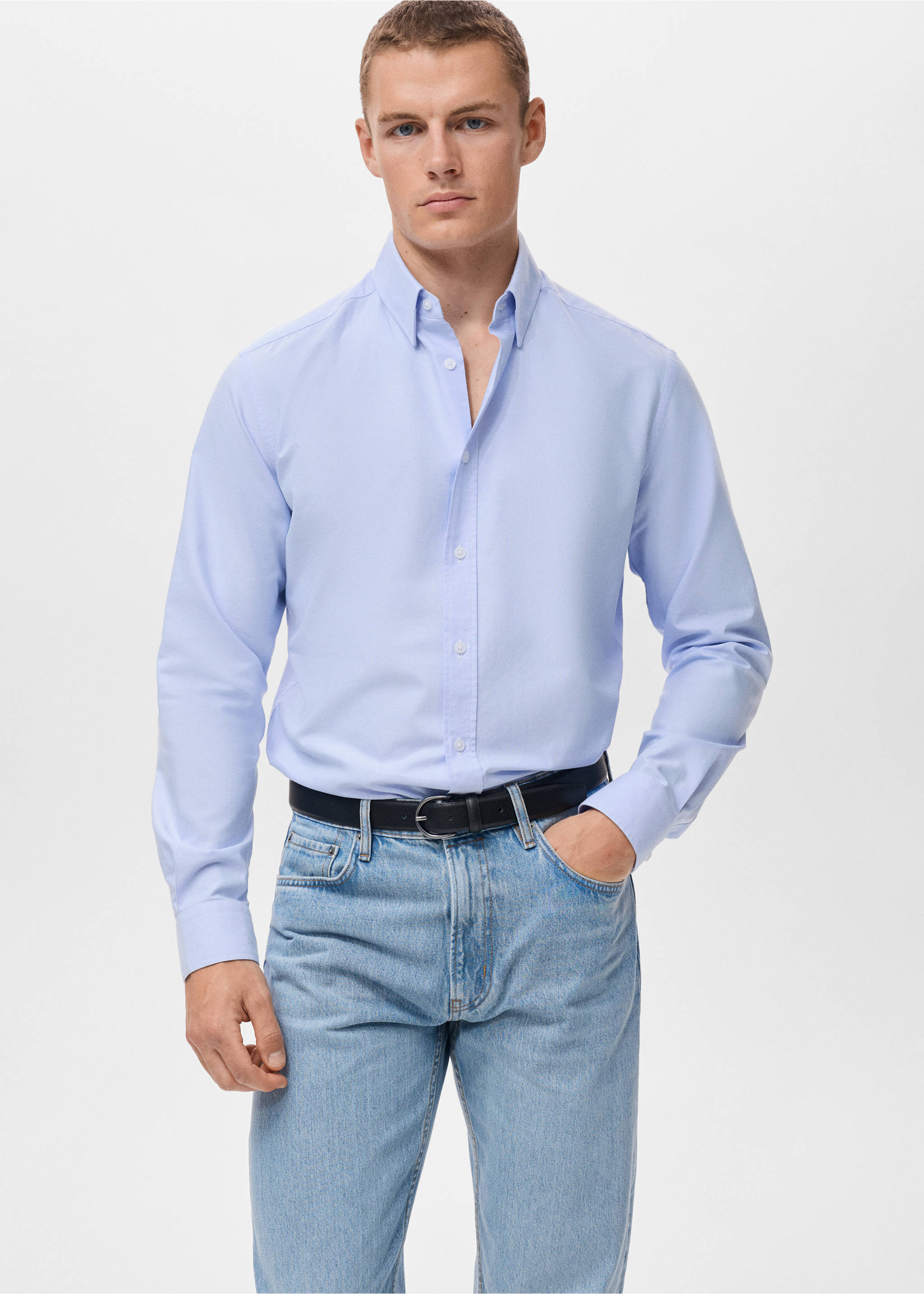 Chemise 100 % coton Oxford - Plan moyen, Bleu ciel. Ref: 17095156-00.