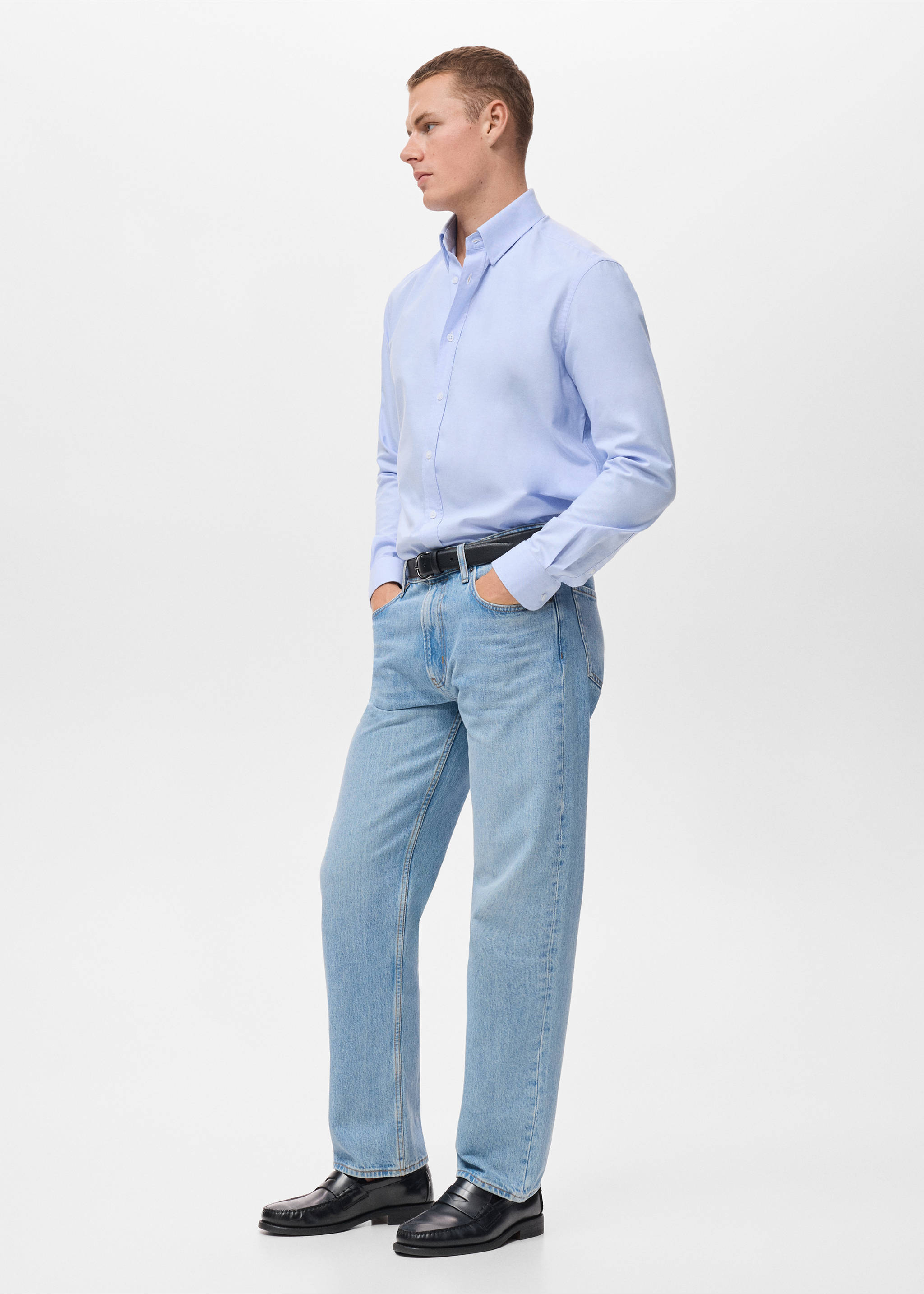 Chemise 100 % coton Oxford - Détail de l'article 2, Bleu ciel. Ref: 17095156-00.