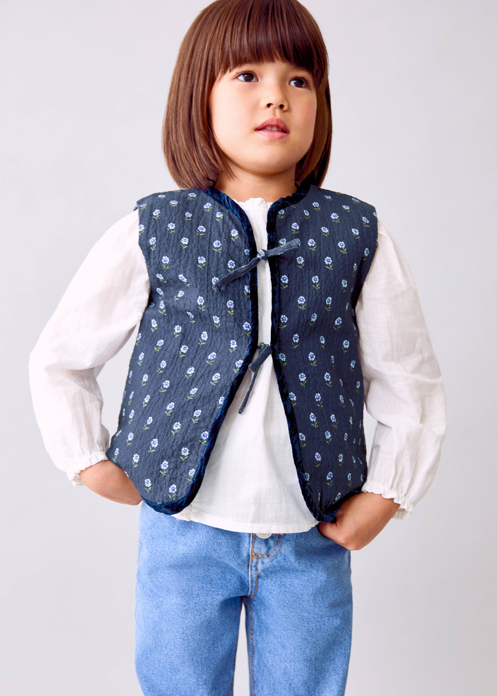 Floral quilted gilet - General plane