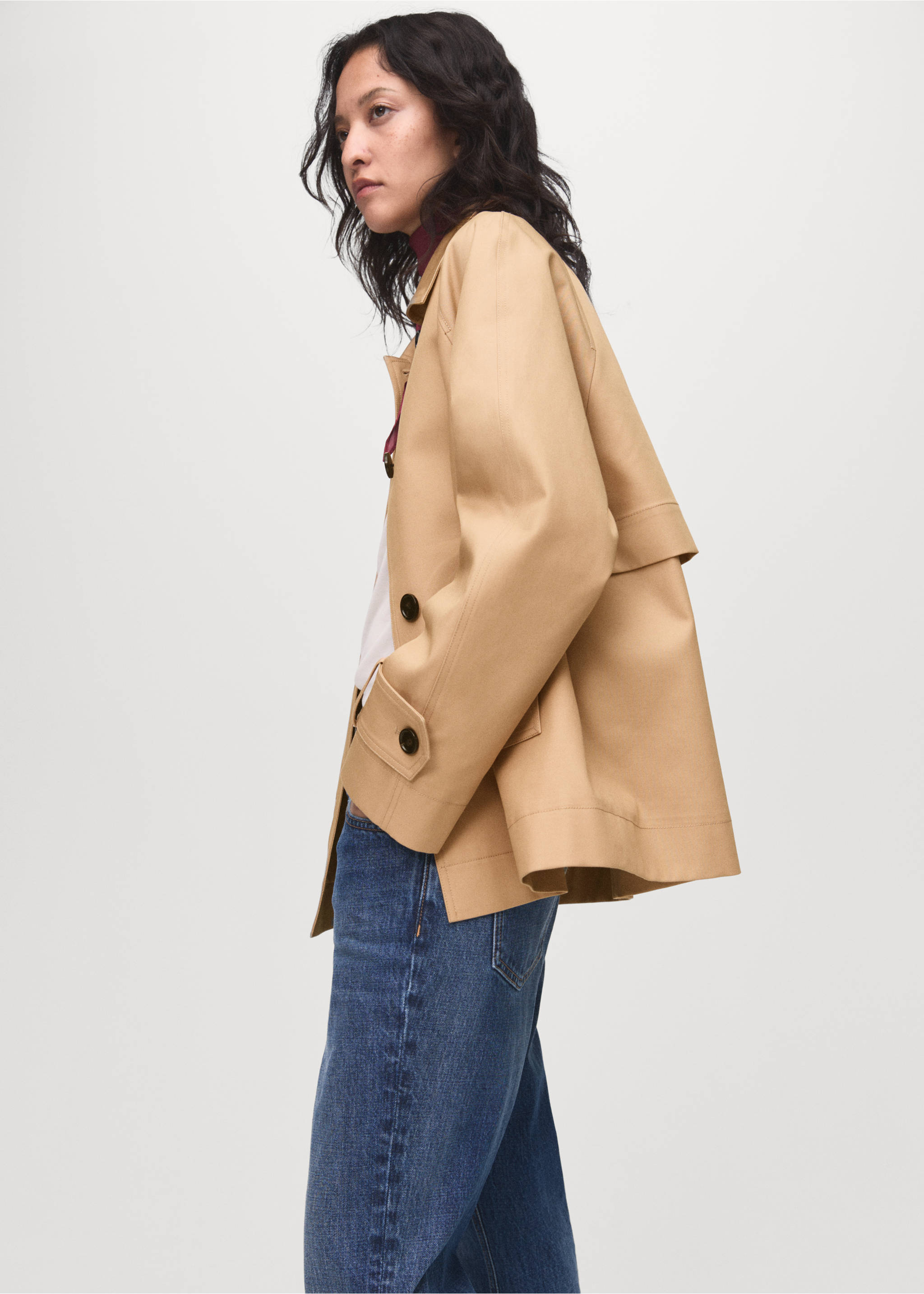 Oversized parka with epaulettes - Details of the article 2, Beige. Ref: 17095164-00.