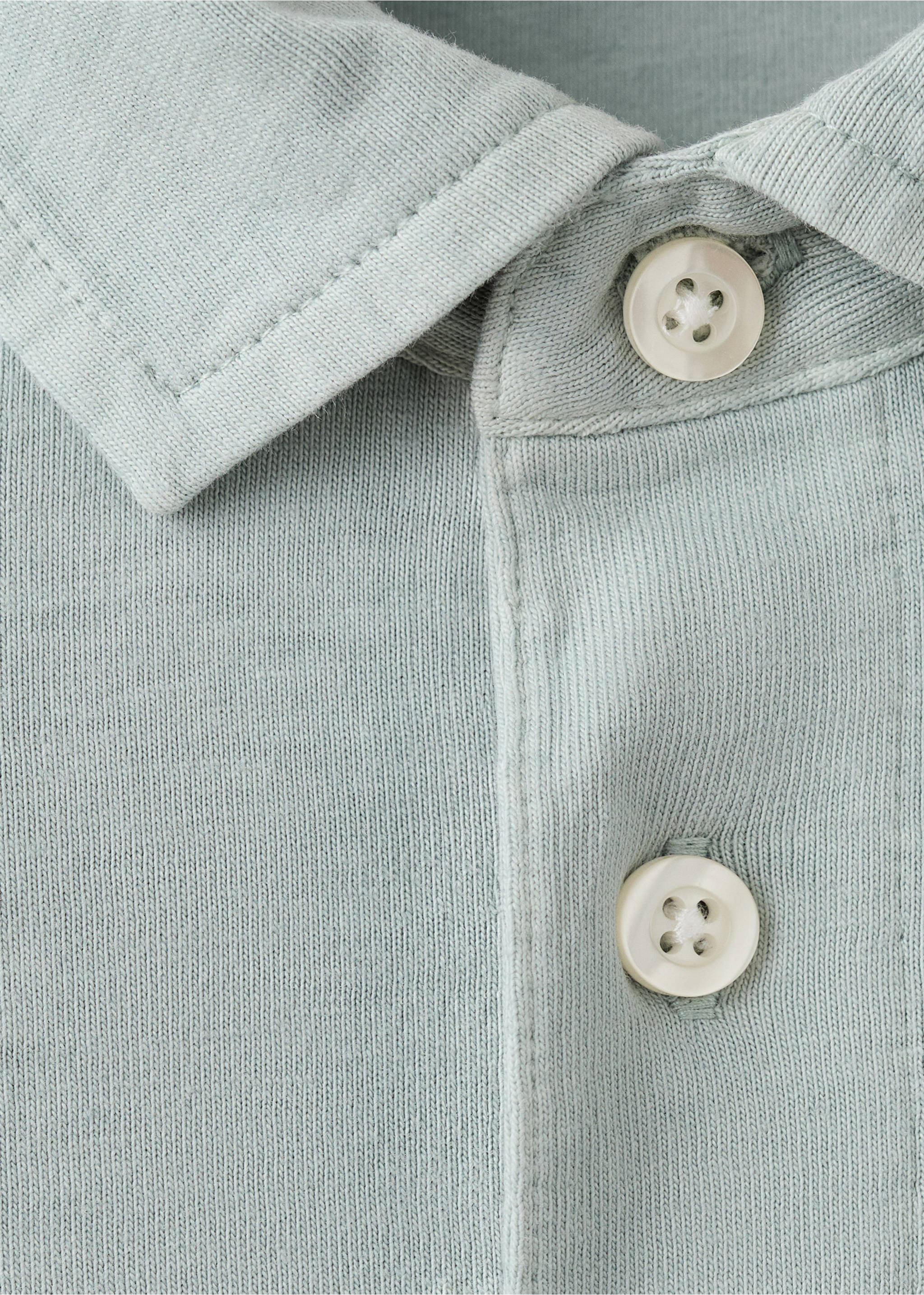 Cotton basic polo shirt - Details of the article 8, Aqua Green. Ref: 17095167-00.