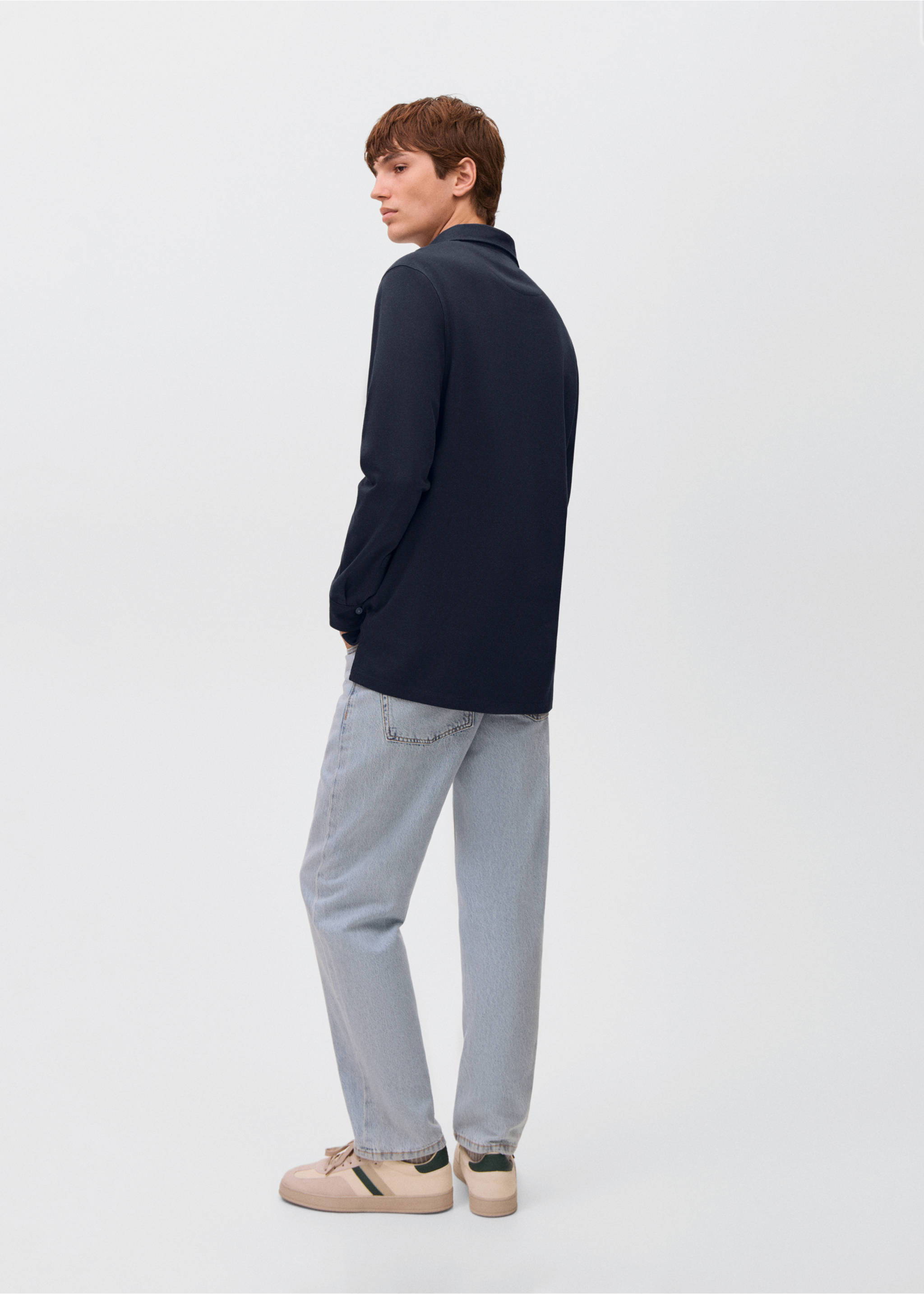 Cotton basic polo shirt - Reverse of the article, Navy. Ref: 17095167-00.