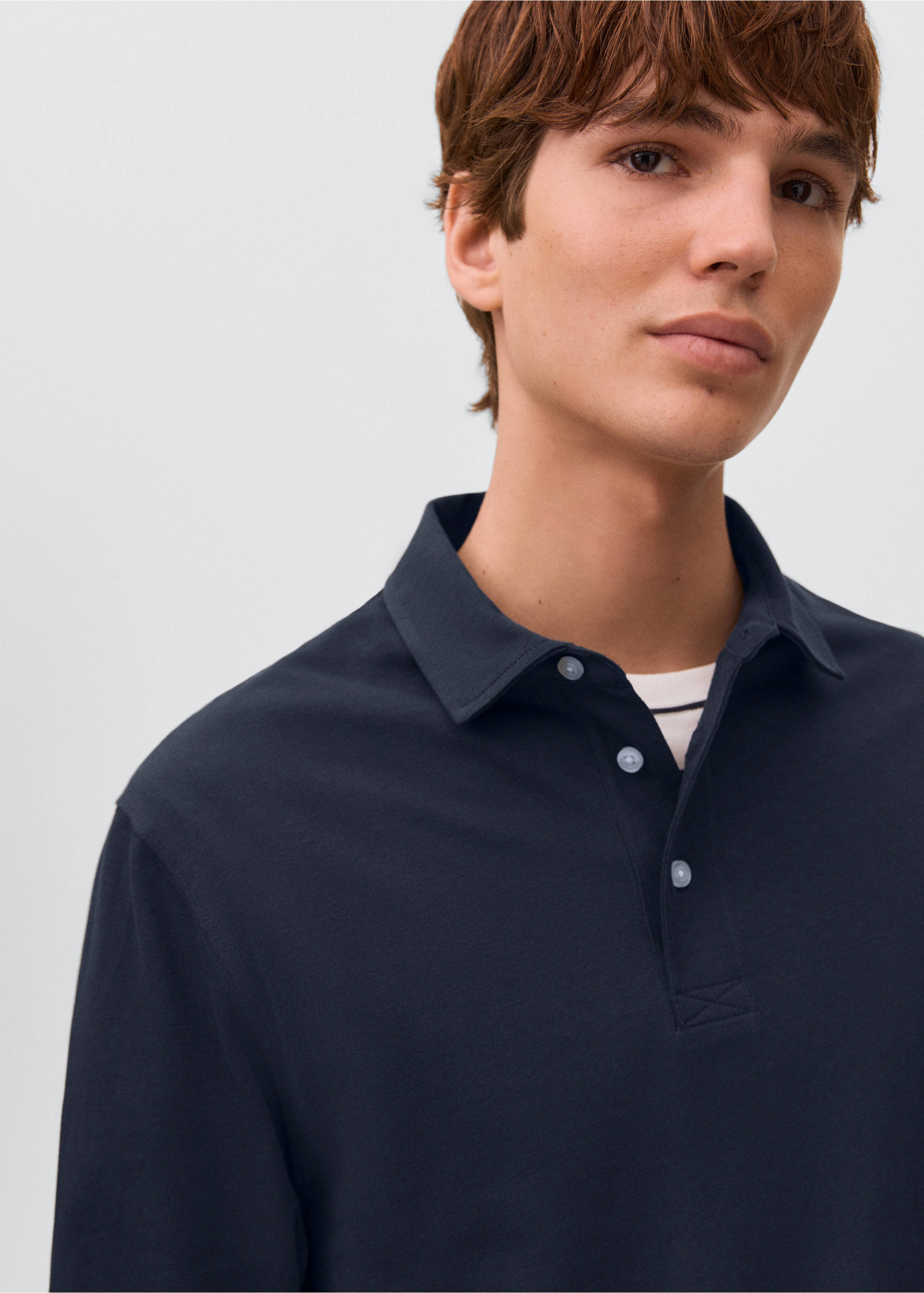Cotton basic polo shirt - Details of the article 1, Navy. Ref: 17095167-00.