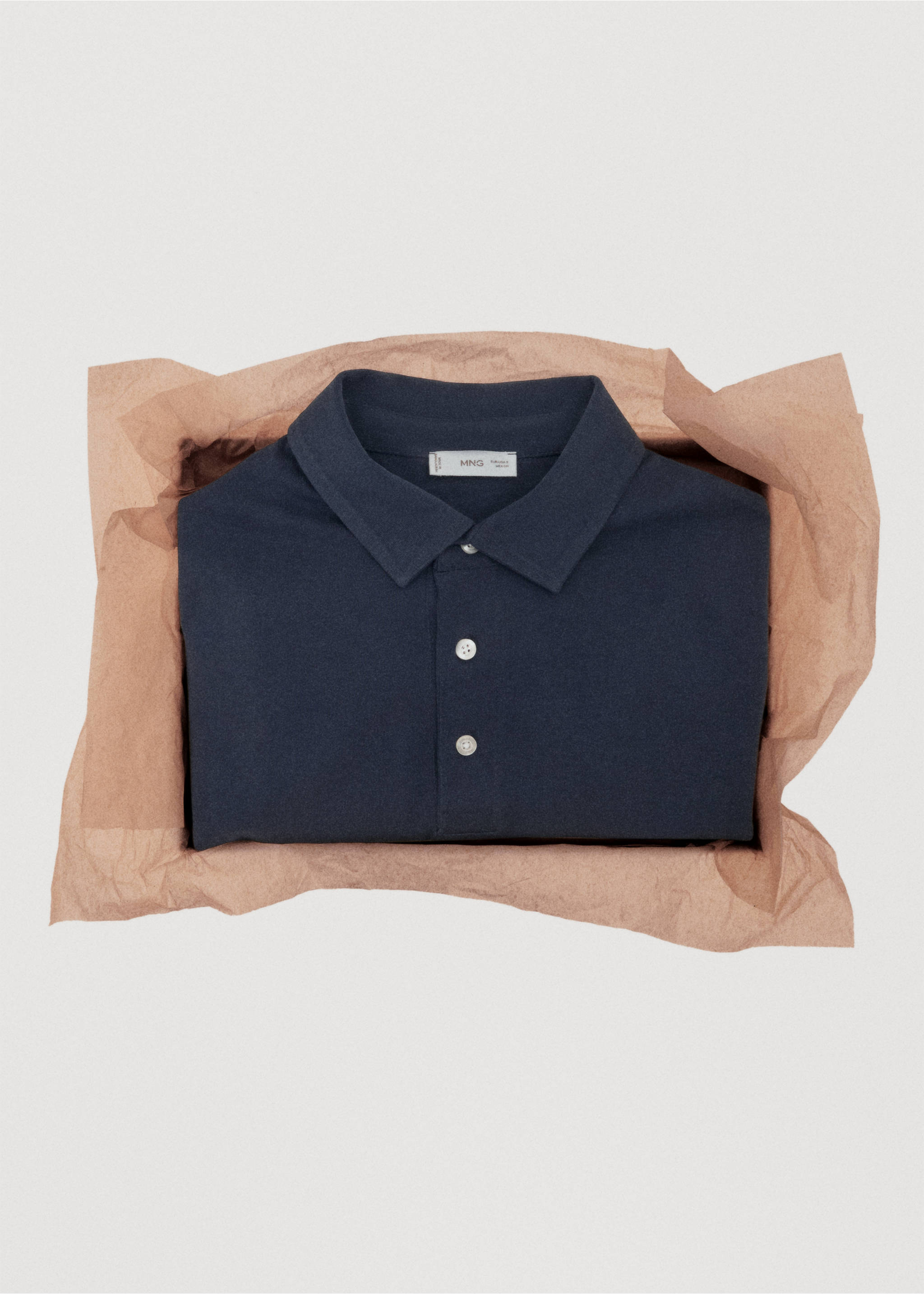 Cotton basic polo shirt - Details of the article 7, Navy. Ref: 17095167-00.