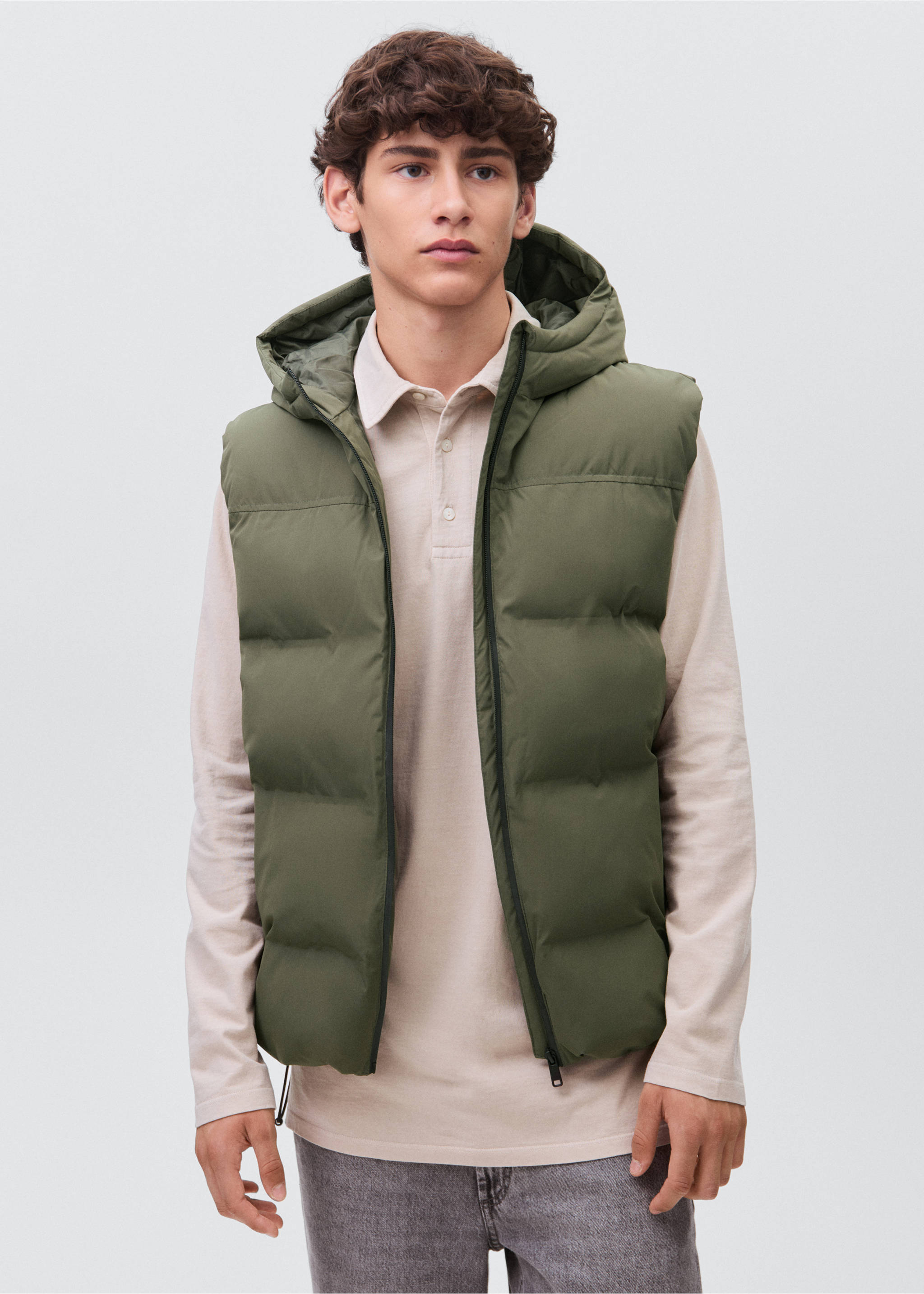 Quilted gilet - Medium plane, Khaki. Ref: 17095783-00.
