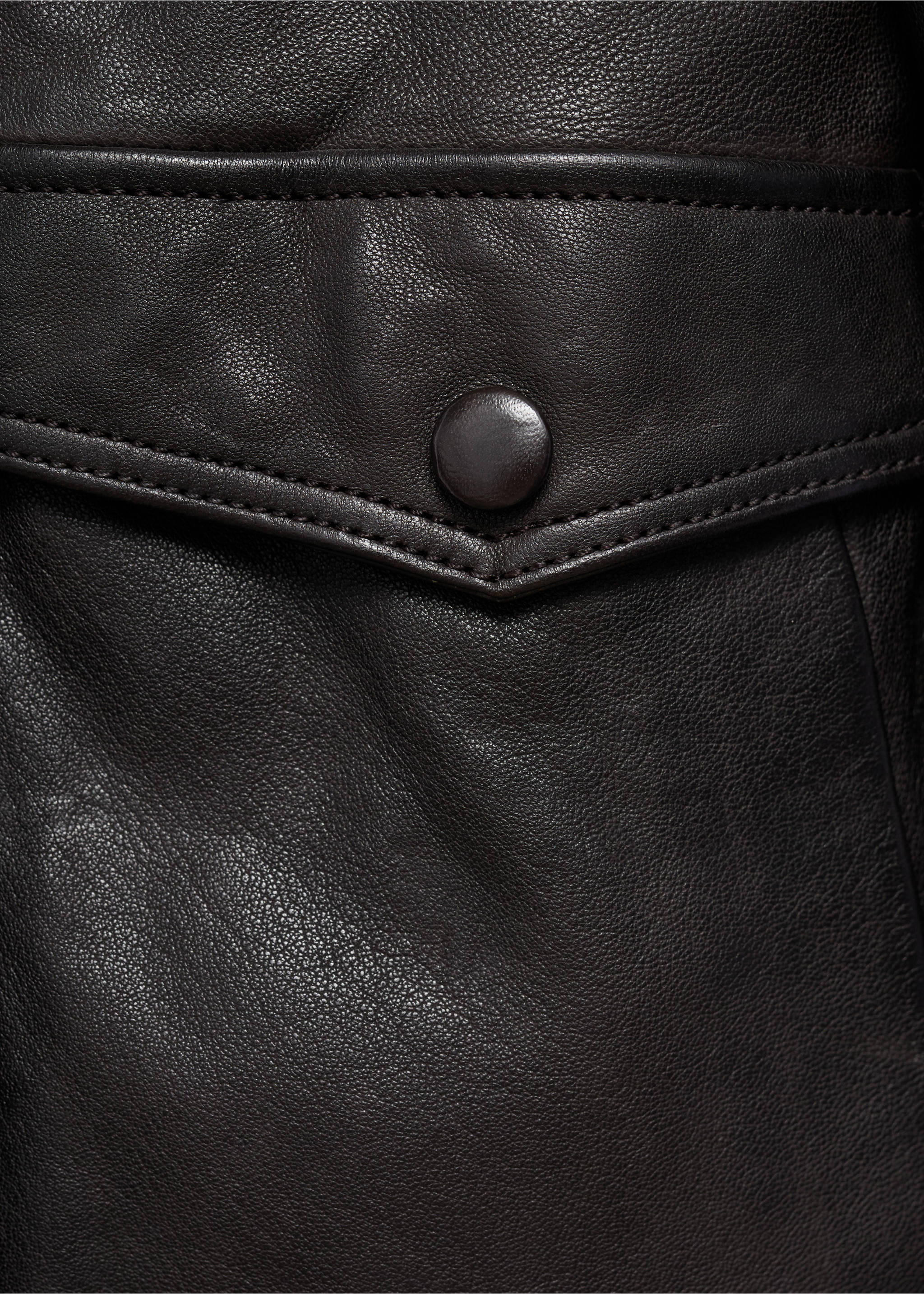 High-neck leather jacket - Details of the article 0, Brown. Ref: 17095786-00.