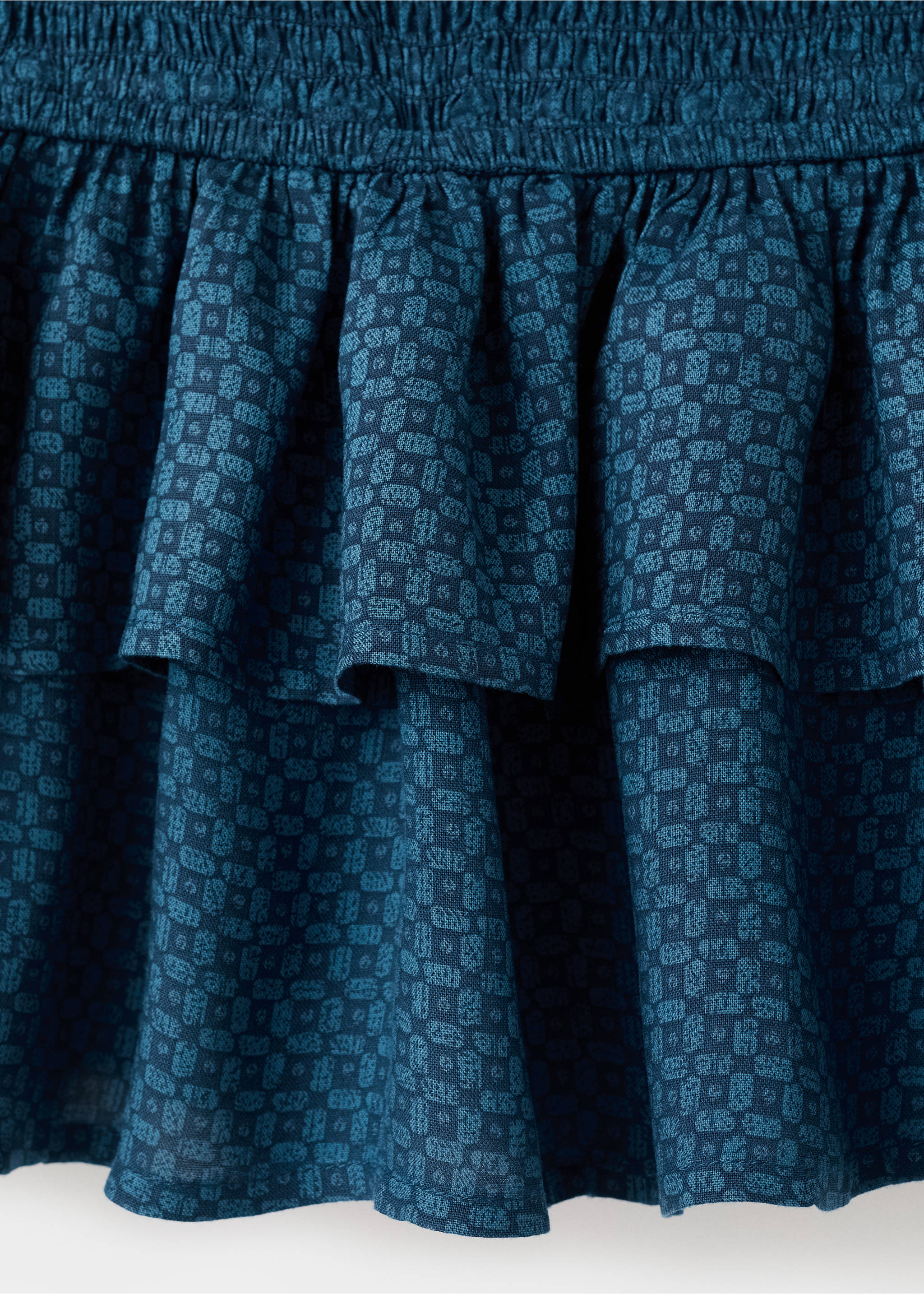 Gathered skirt with ruffles - Details of the article 0, Navy. Ref: 17095790-00.