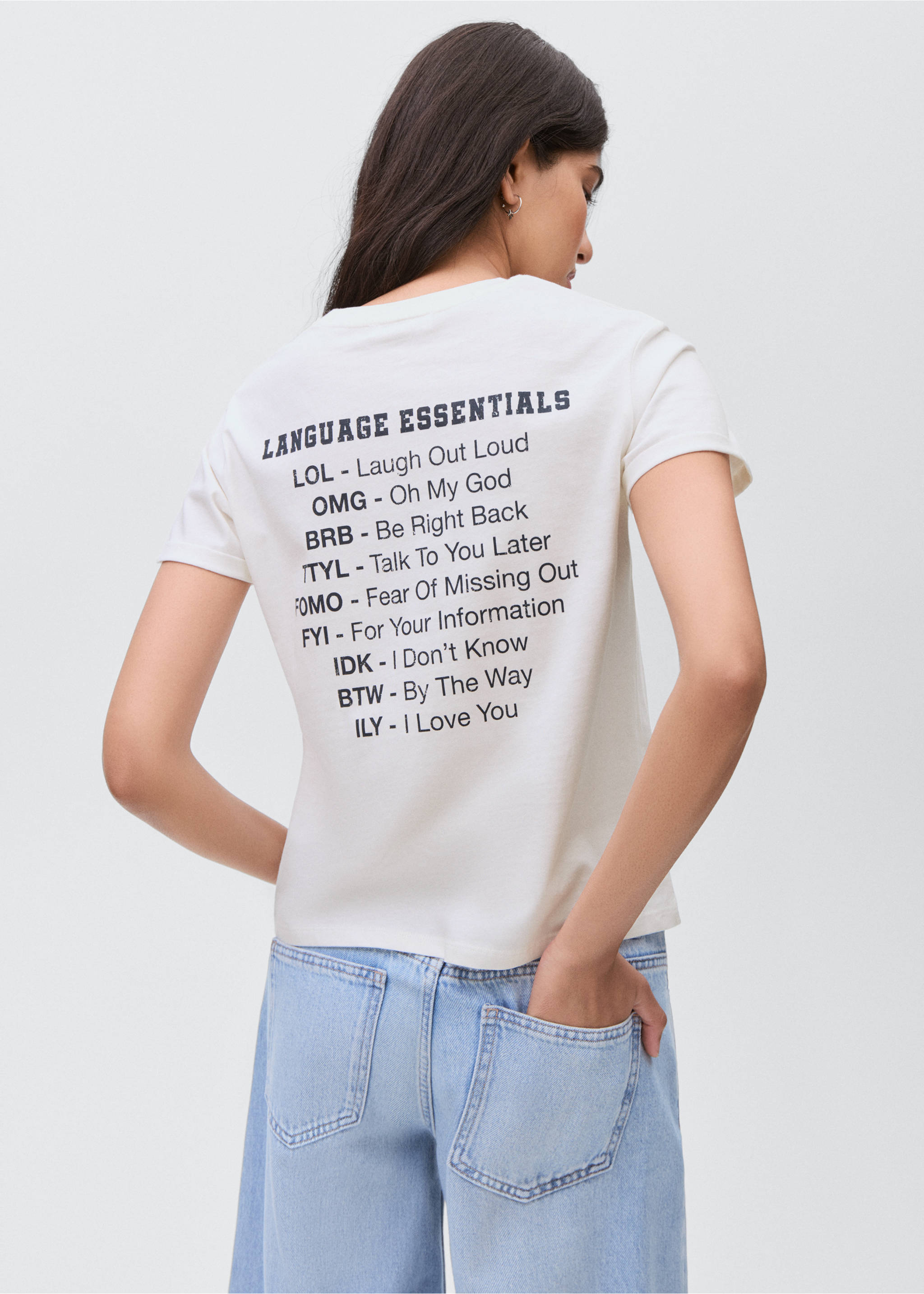 Katoenen T-shirt met print - Achterkant van het artikel, Gebroken wit. Ref: 17095791-00.