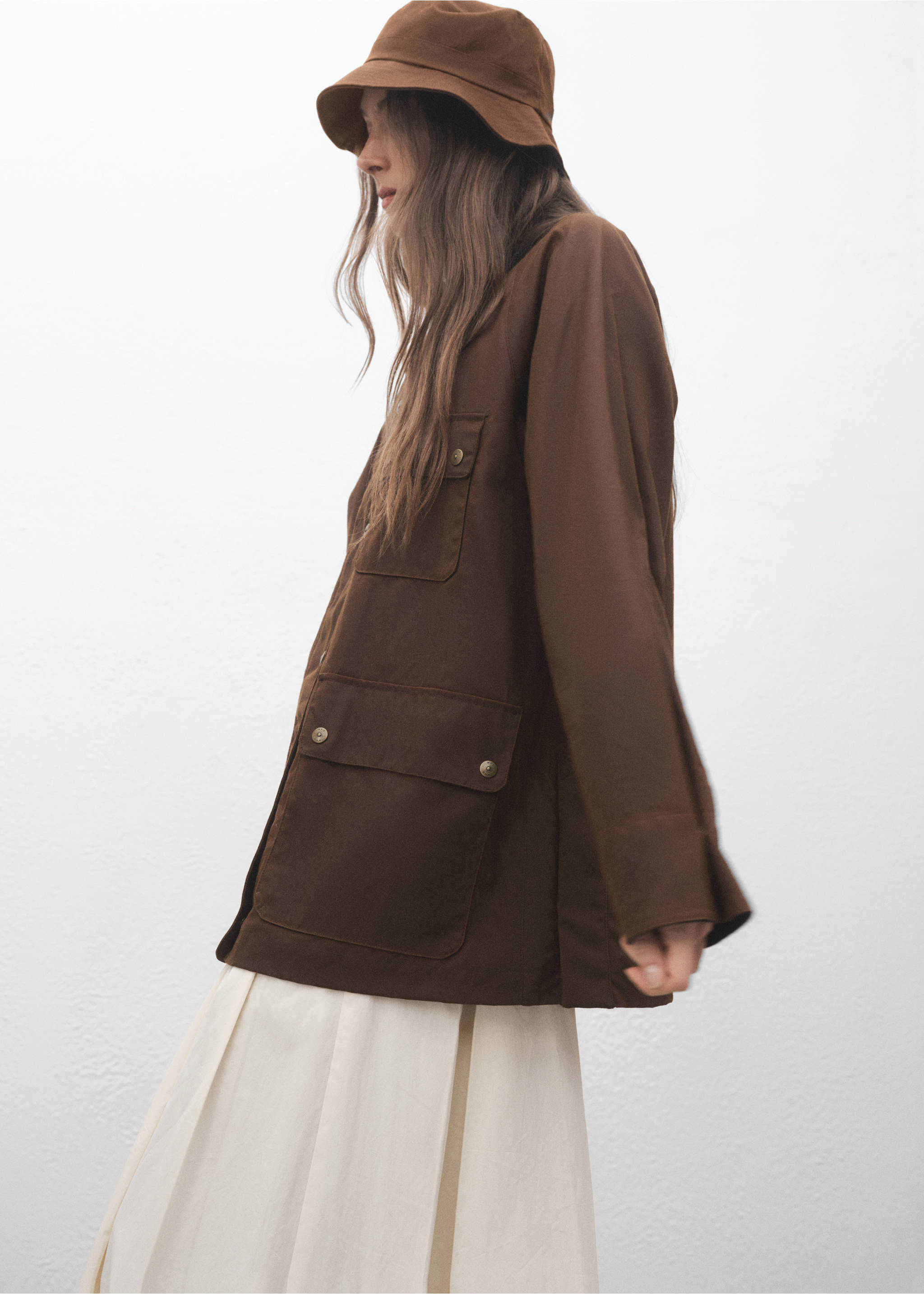 Cotton bucket hat - Details of the article 9, Brown. Ref: 17095793-00.