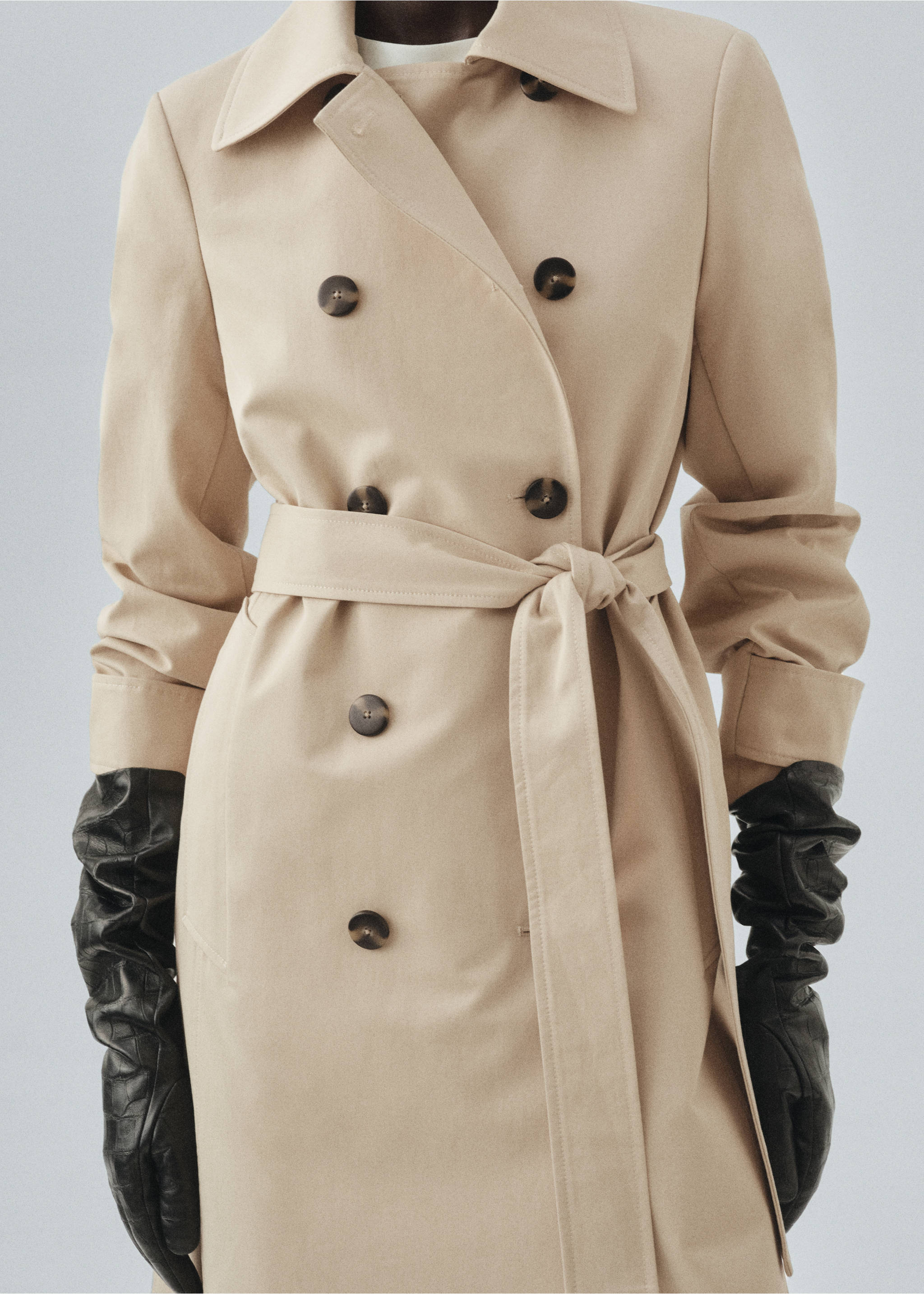 Classic 100% cotton trench coat - Details of the article 3, Beige. Ref: 17095794-00.