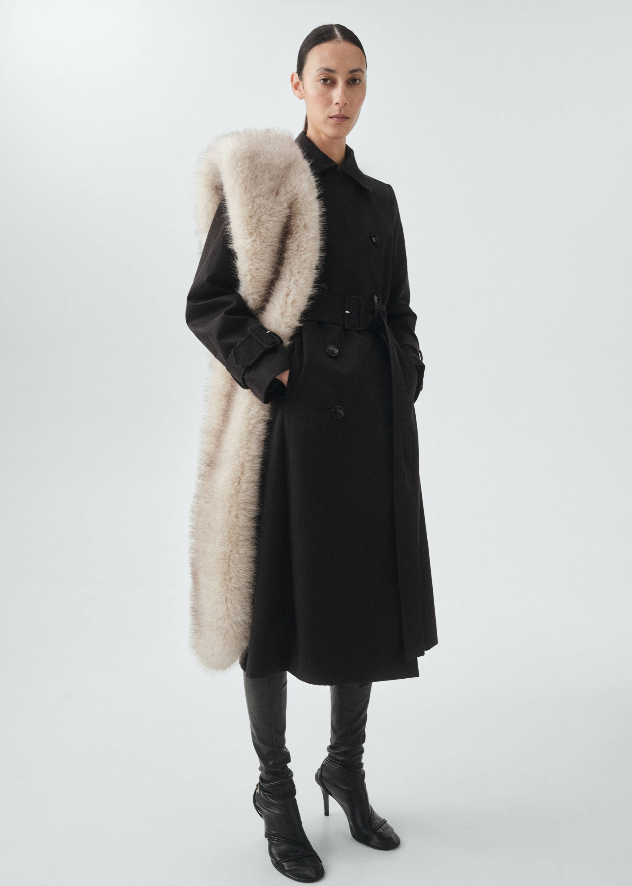 Classic 100% cotton trench coat - General plane, Black. Ref: 17095794-00.