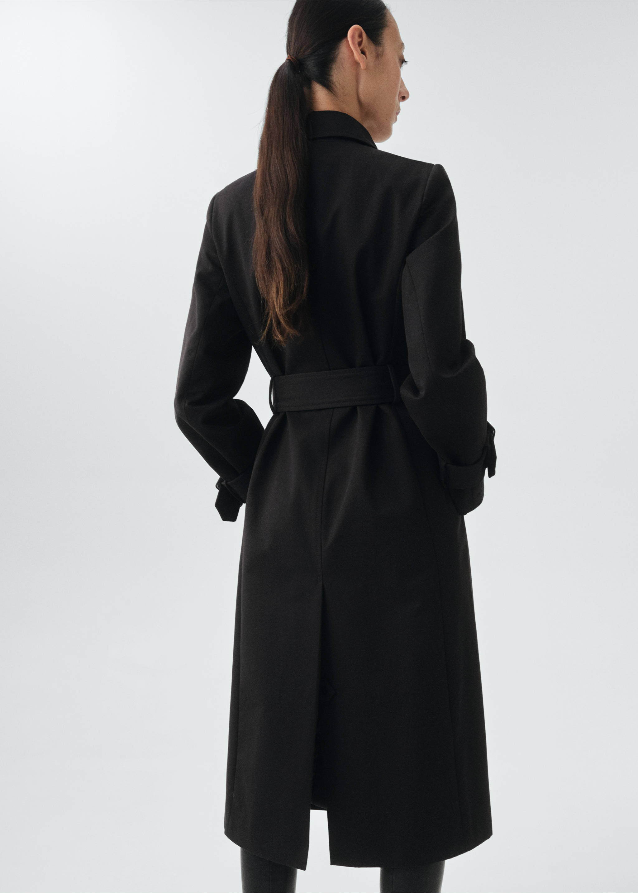 Classic 100% cotton trench coat - Reverse of the article, Black. Ref: 17095794-00.