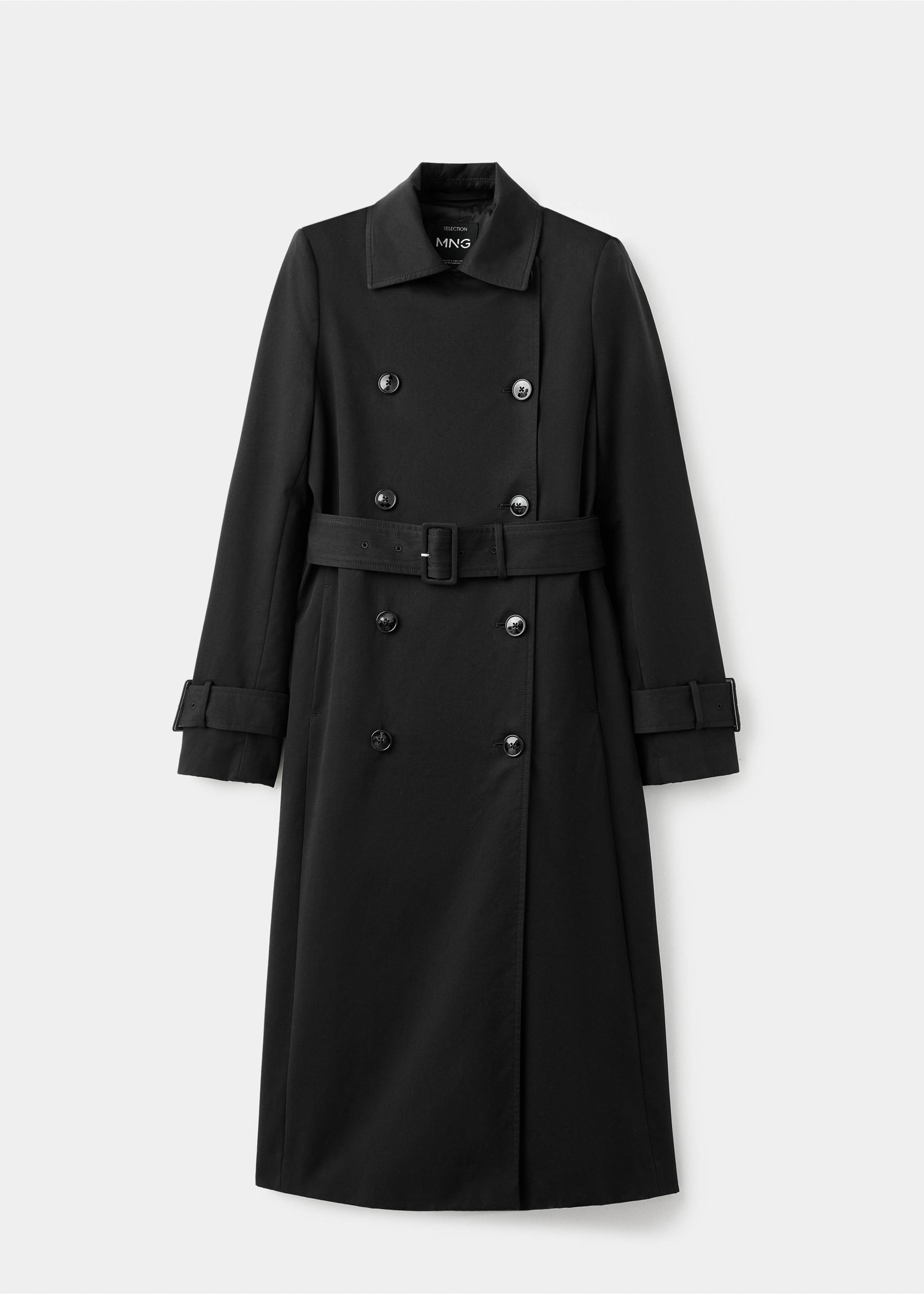 Classic 100% cotton trench coat - Article without model, Black. Ref: 17095794-00.
