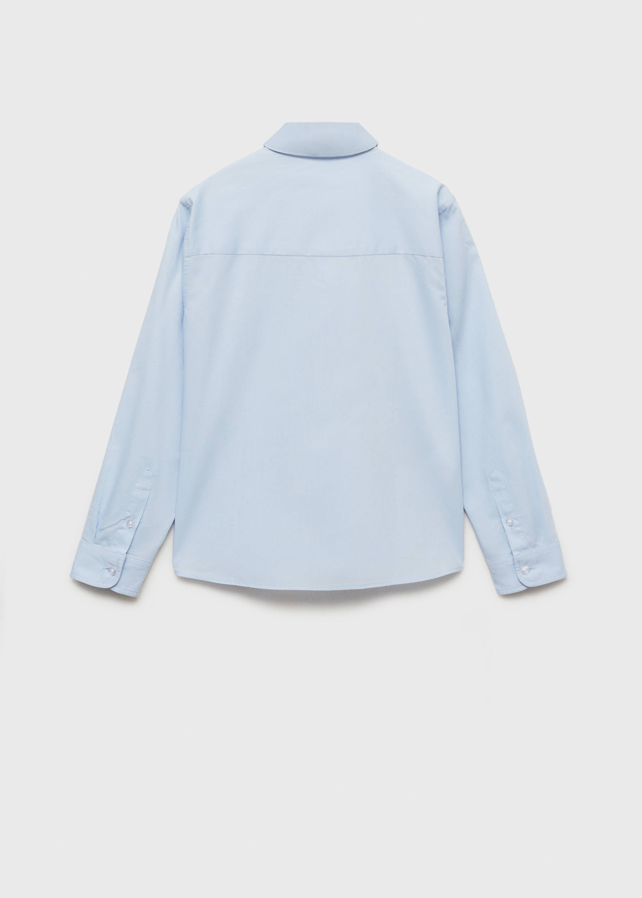 Light blue long-sleeve shirt, back view.