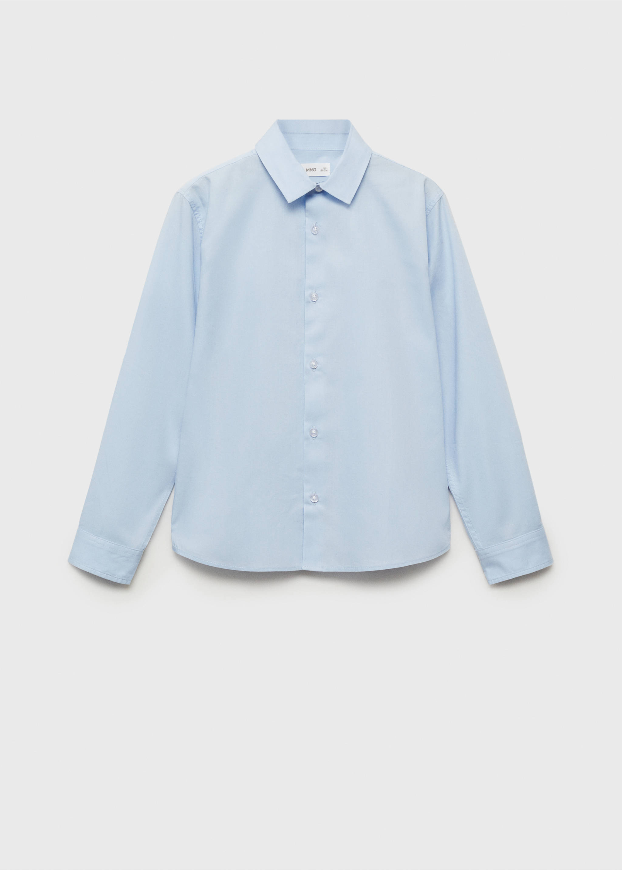 Light blue long-sleeved kids' shirt with a collar and button placket., Sky Blue. Ref: 17095795-00.