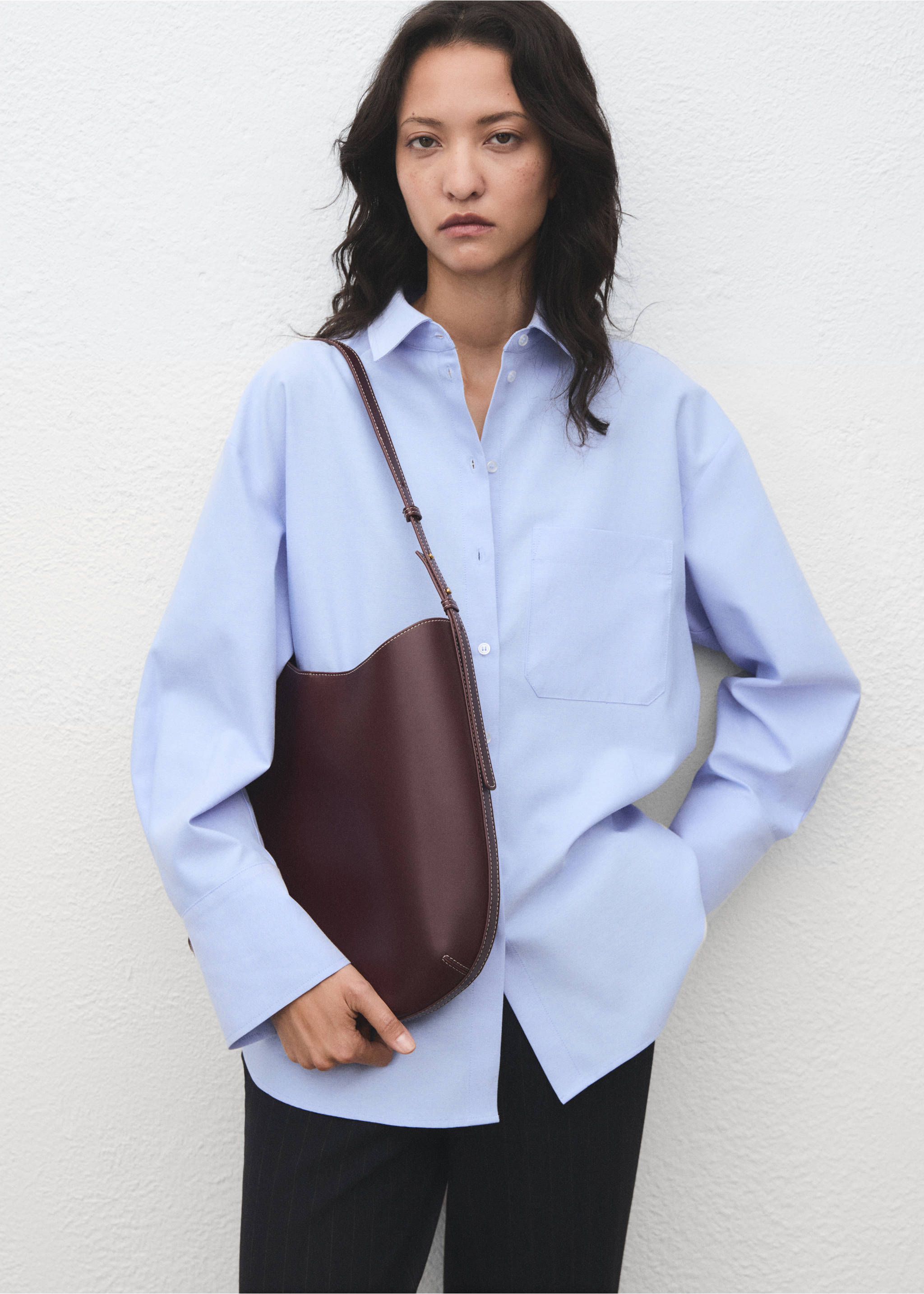 Oversized-Hemd mit Tasche - Mittlere Ansicht, Himmelblau. Ref: 17095799-00.