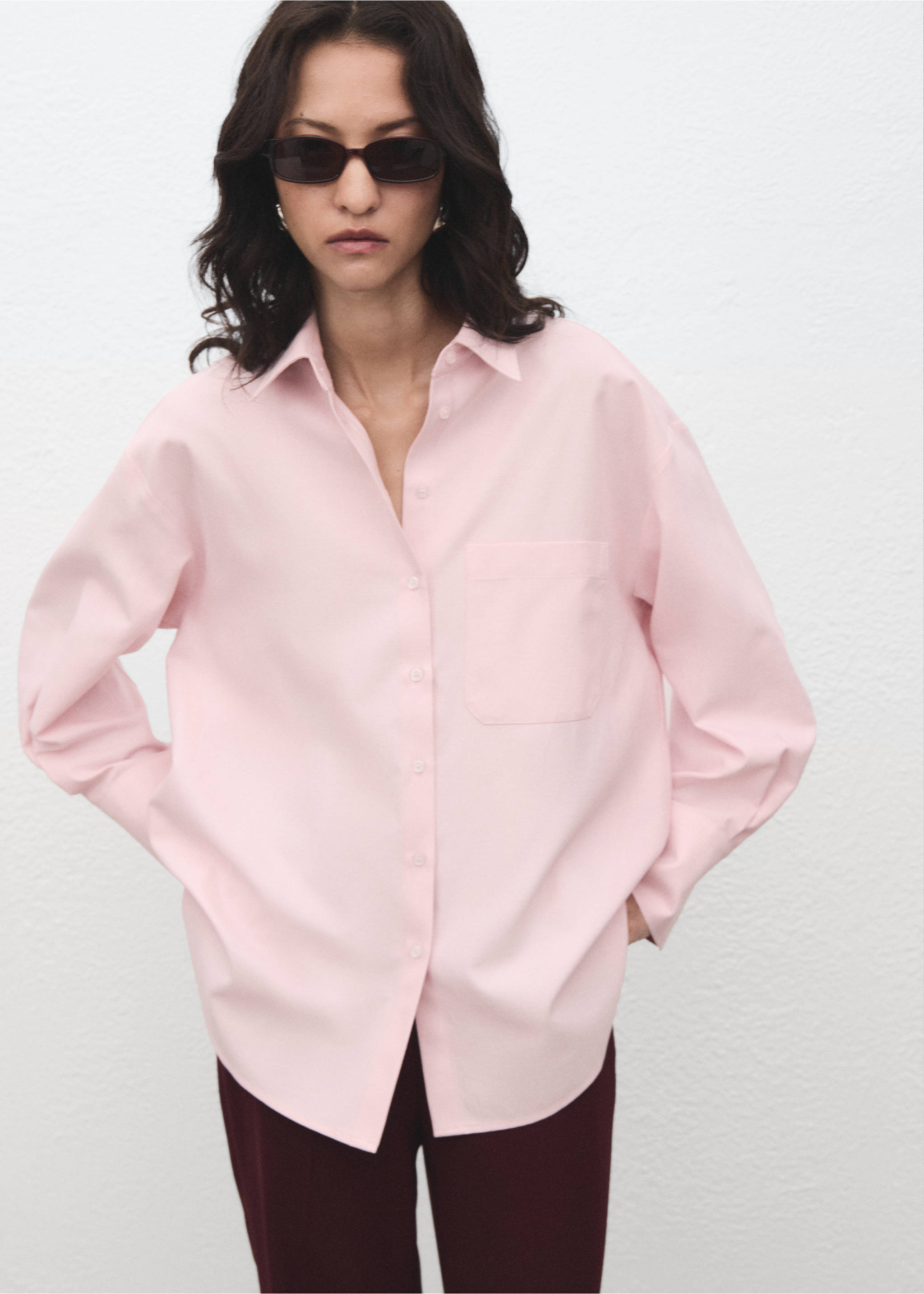 Pocket oversize shirt - Medium plane, Pastel Pink. Ref: 17095799-00.