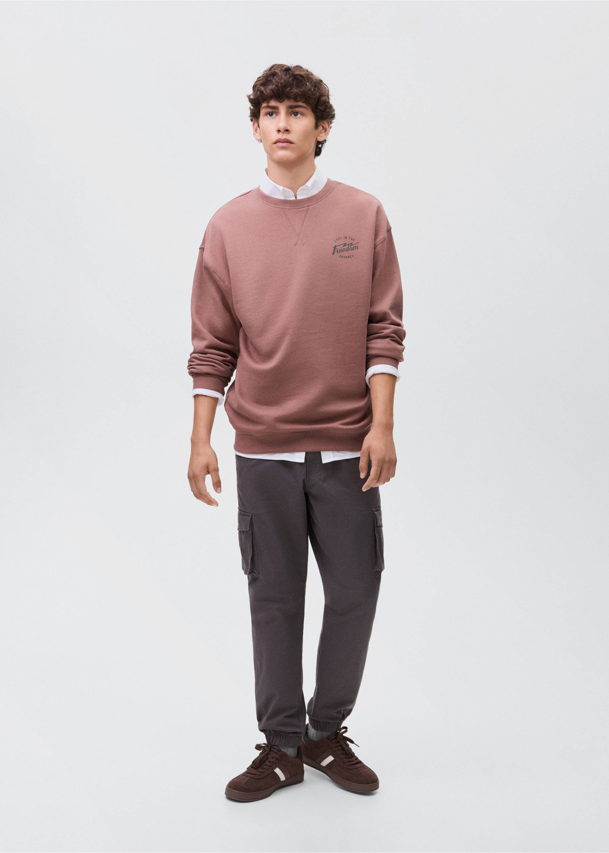 Printed cotton sweatshirt - General plane, Maroon. Ref: 17095800-00.