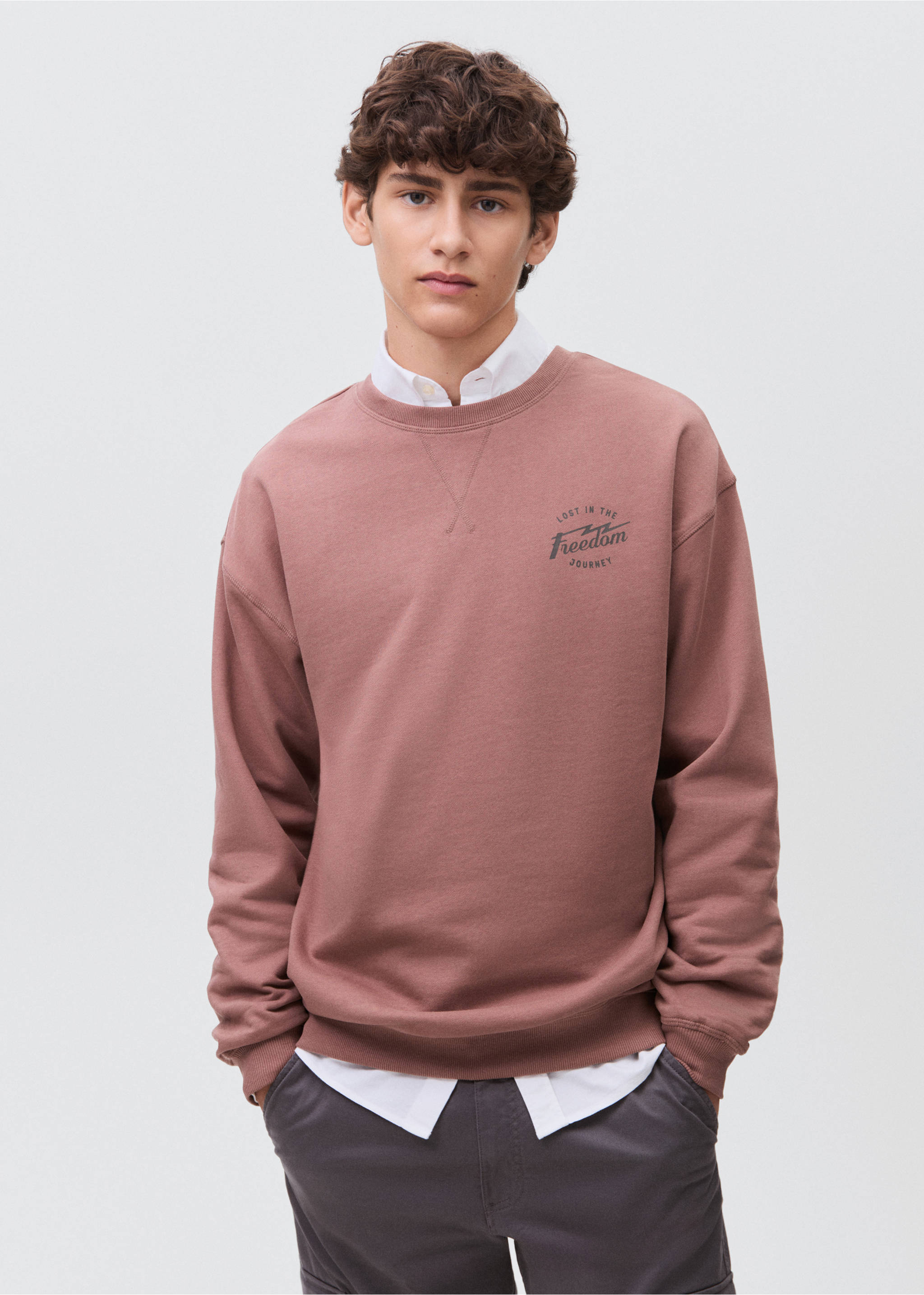 Printed cotton sweatshirt - Medium plane, Maroon. Ref: 17095800-00.