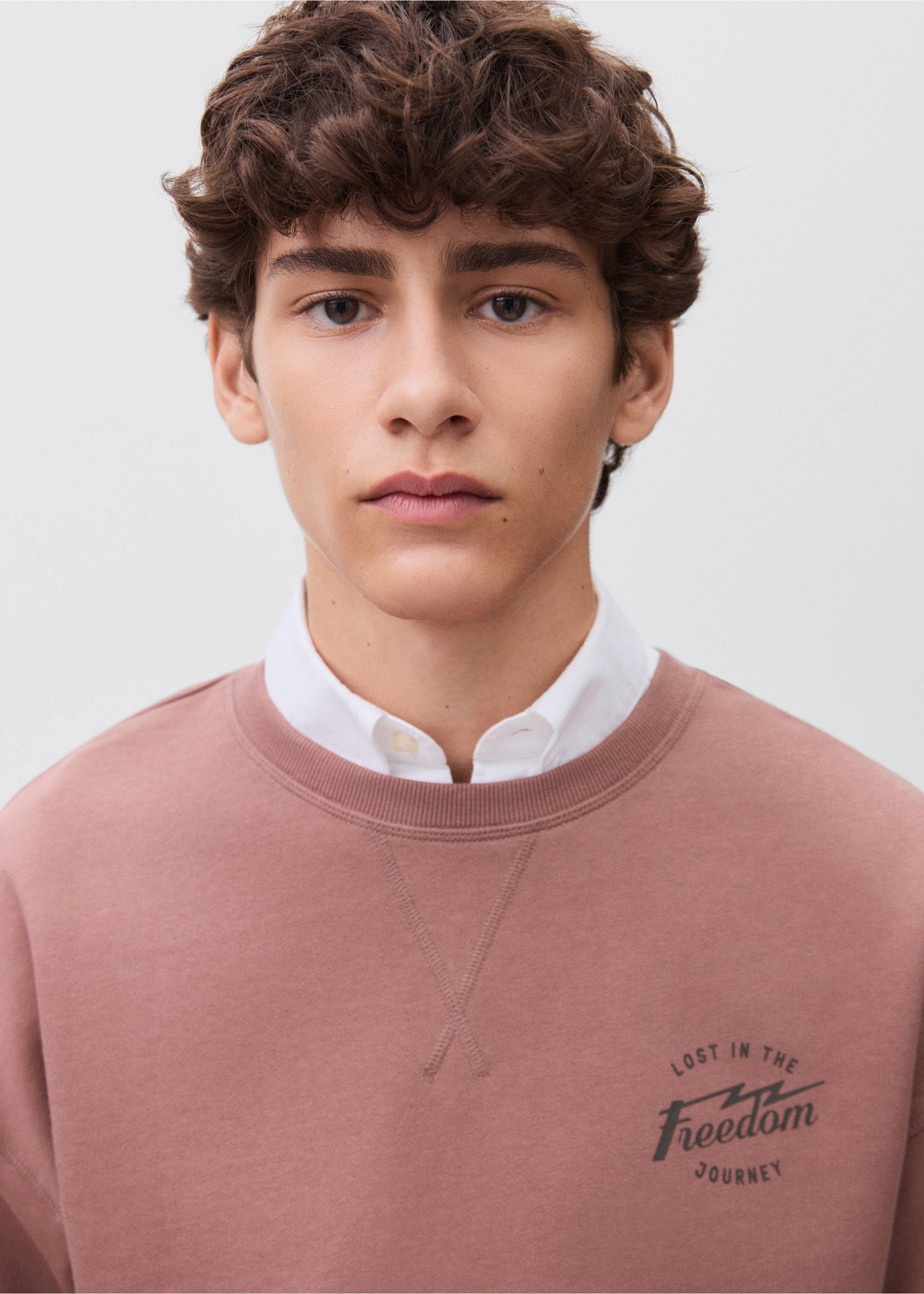 Printed cotton sweatshirt - Details of the article 1, Maroon. Ref: 17095800-00.